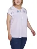 White Embroidered Yoke Extended Sleeve Top - Plus sold by Dress Barn