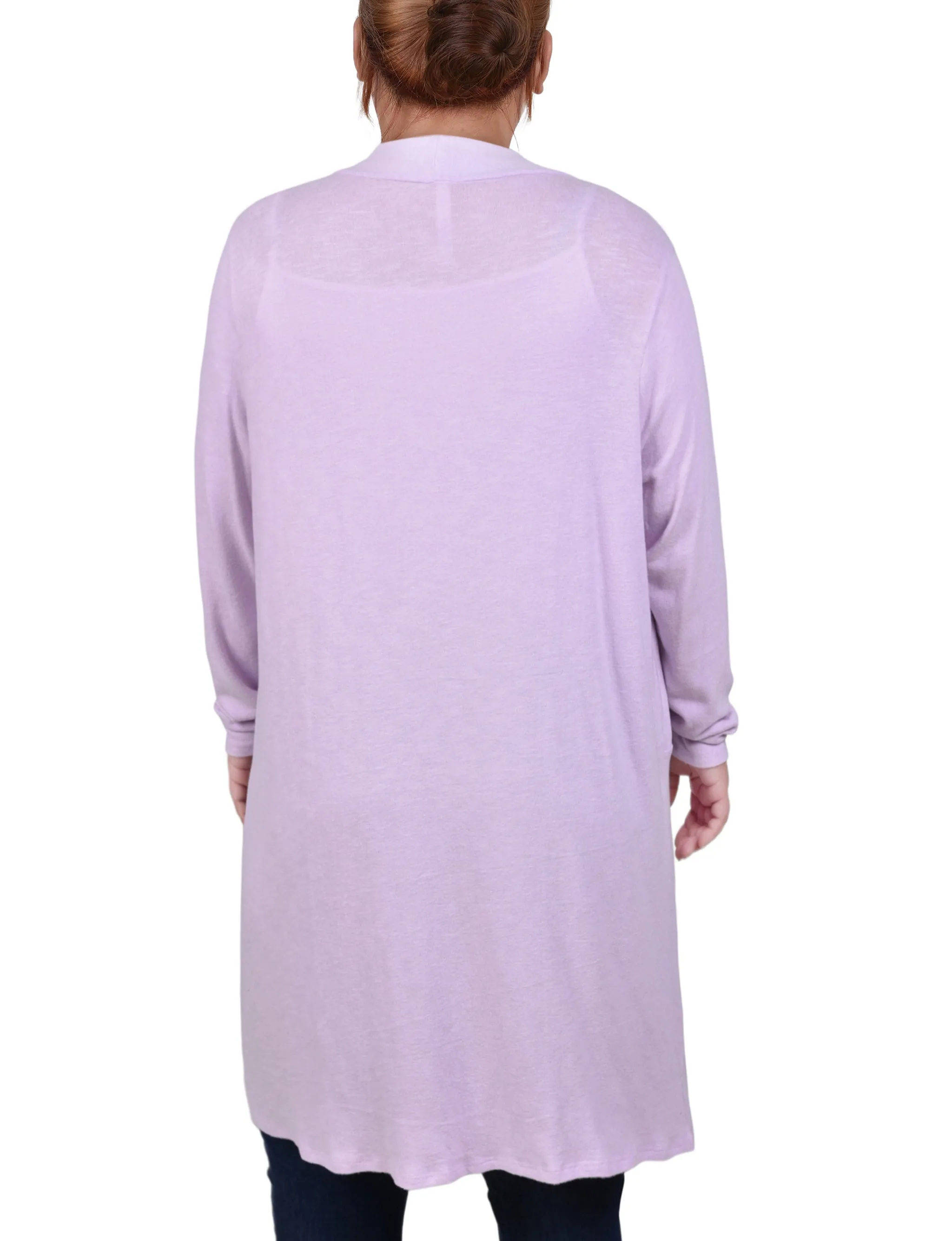 Lavender Long Sleeve Knee Length Cardigan - Plus sold by Dress Barn product image thumbnail 3
