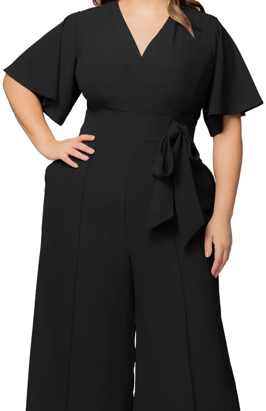 Black Noir Evelyn Wide Leg Cropped Jumpsuit - Plus sold by Dress Barn product image thumbnail 3