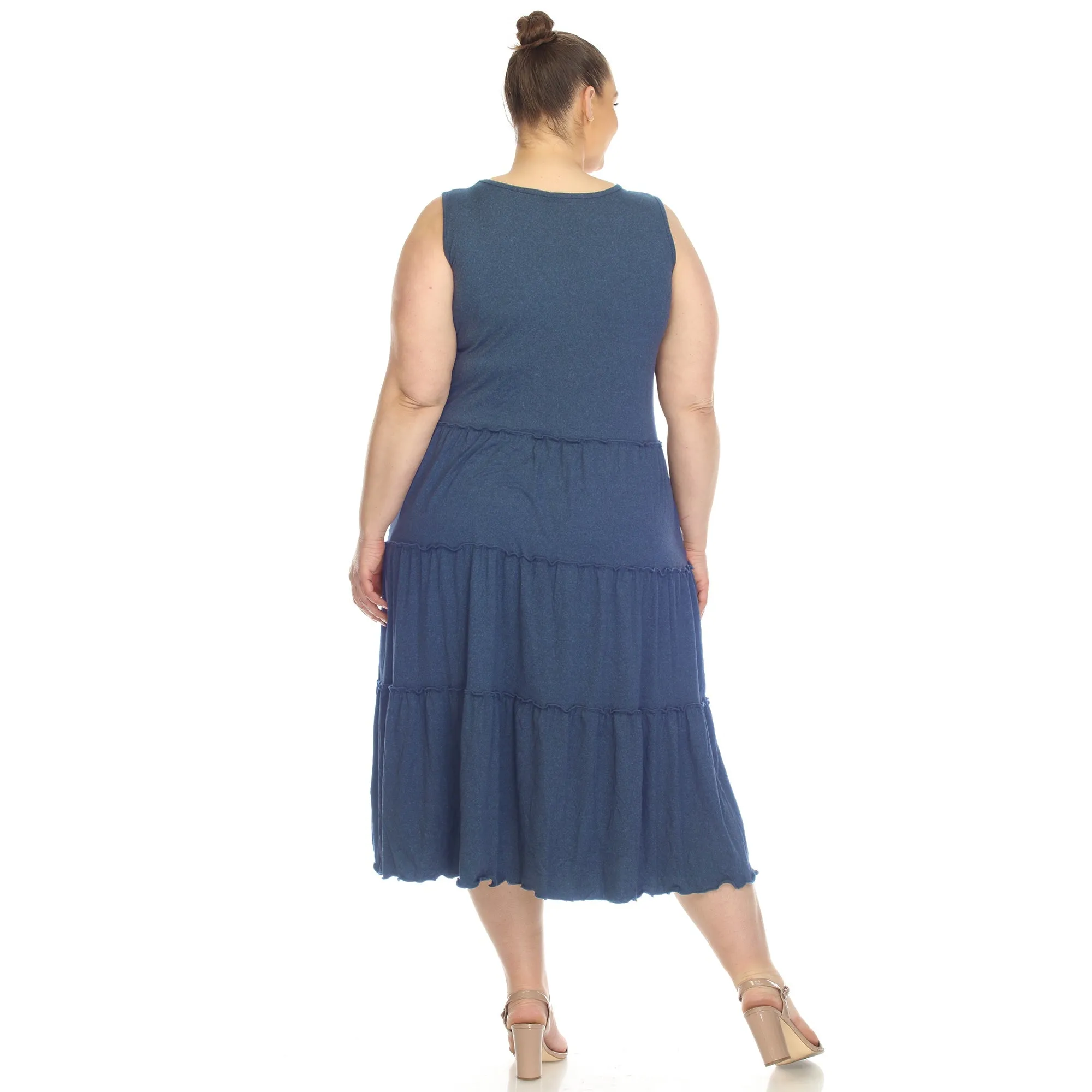 Plus Size Scoop Neck Tiered Midi Dress sold by Dress Barn product image thumbnail 3