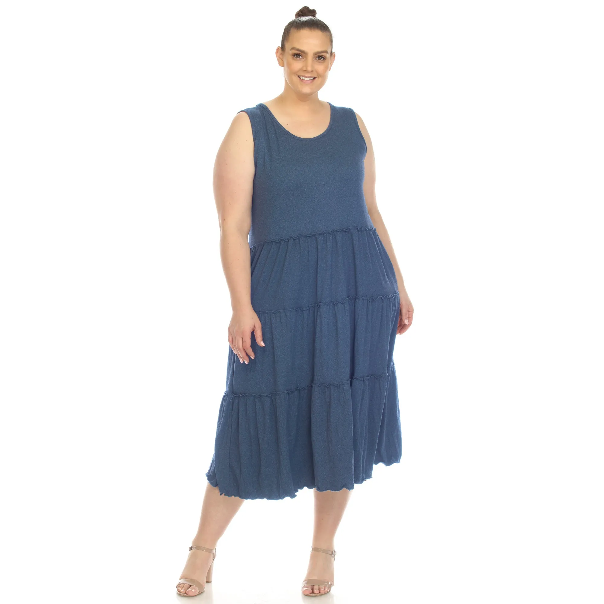 Plus Size Scoop Neck Tiered Midi Dress sold by Dress Barn