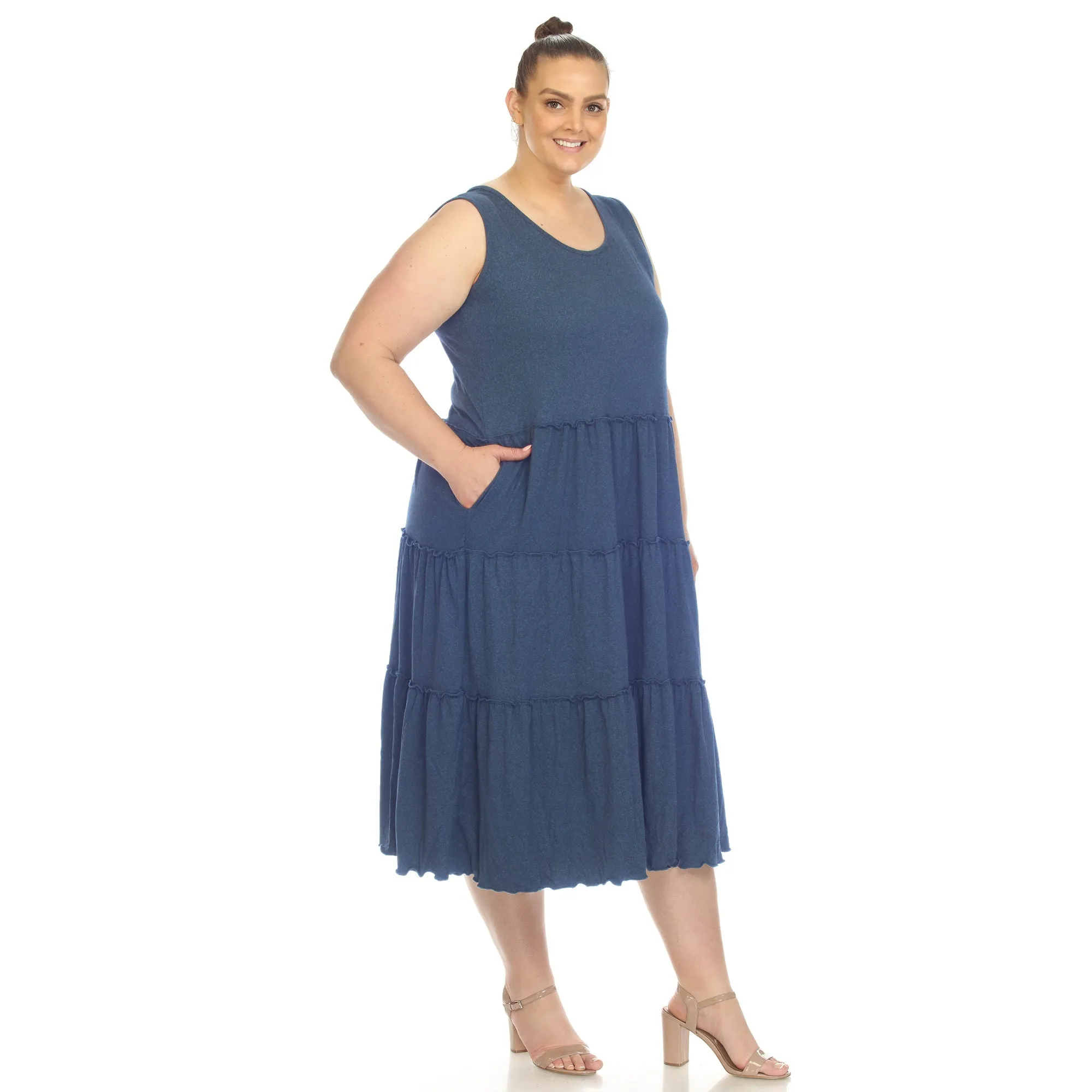 Plus Size Scoop Neck Tiered Midi Dress sold by Dress Barn product image thumbnail 2