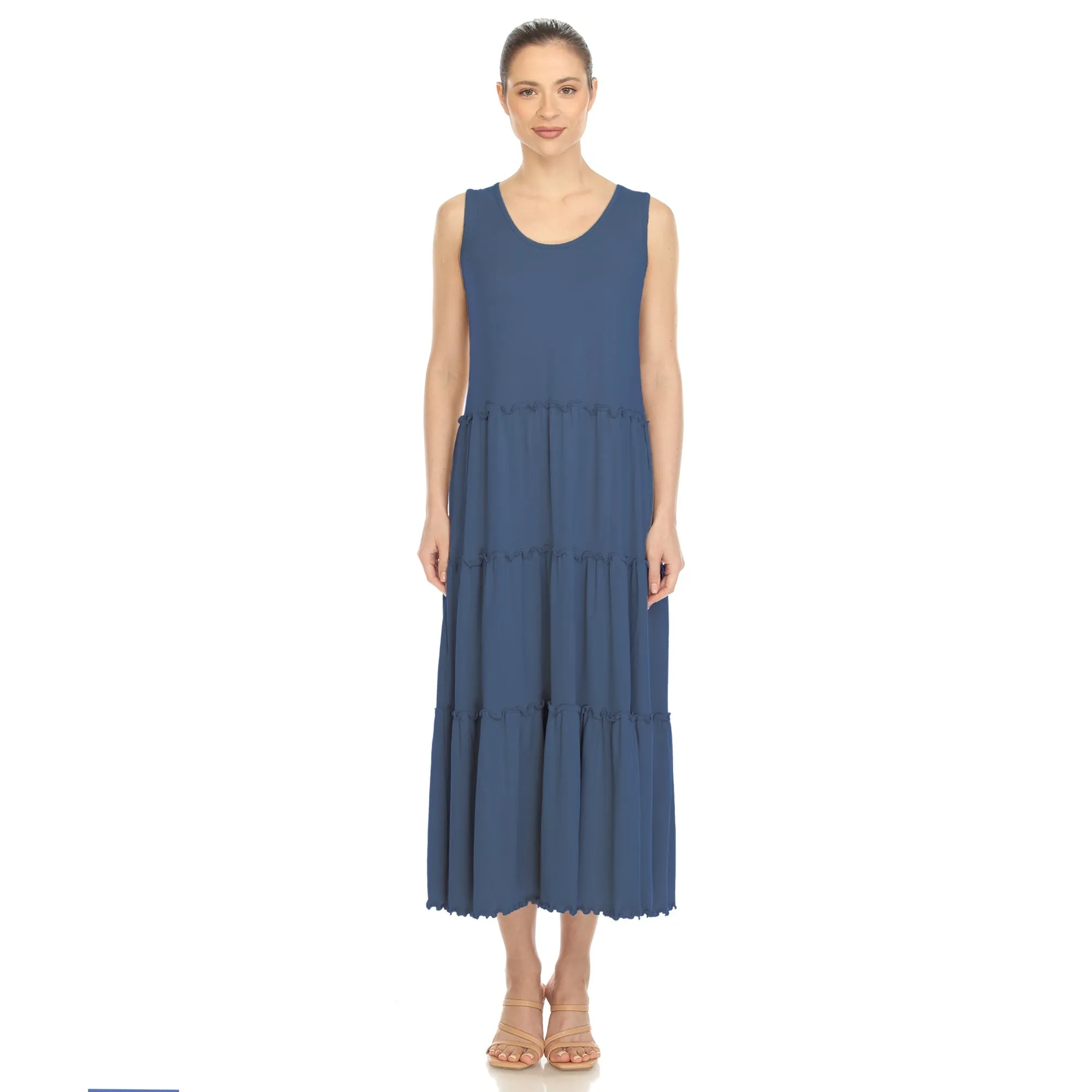 Women's Scoop Neck Tiered Midi Dress sold by Dress Barn