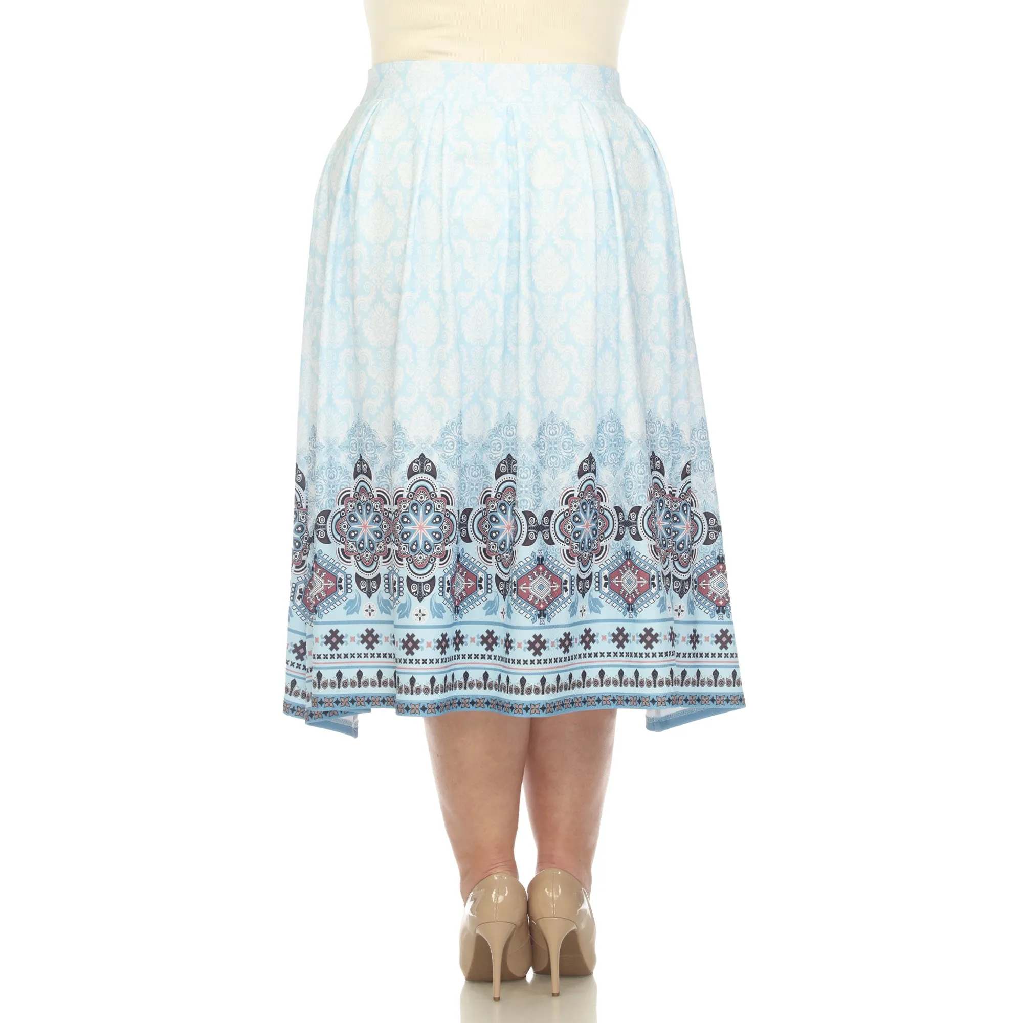 Blue Pleated Skirt with Border Prints - Plus sold by Dress Barn product image thumbnail 3