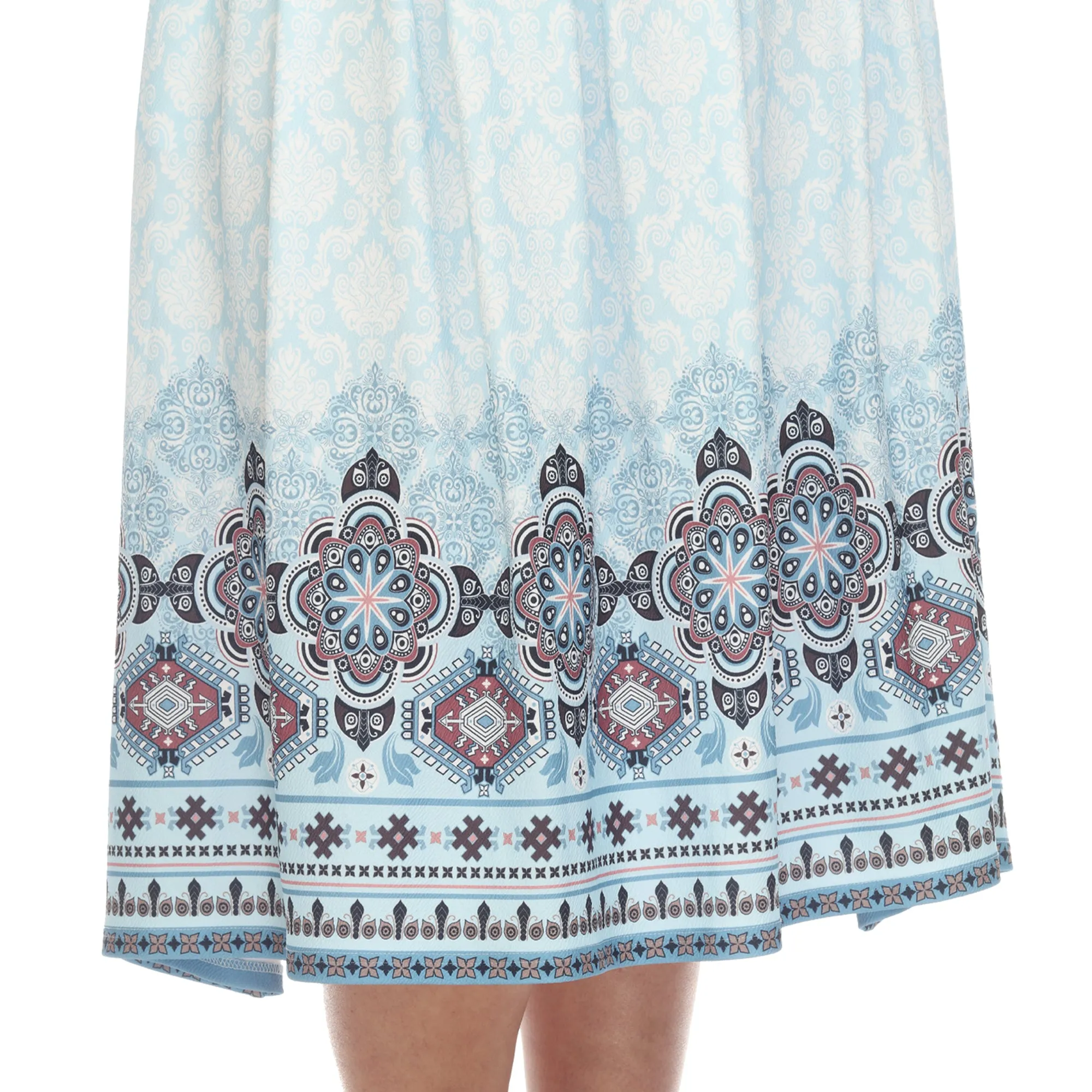 Blue Pleated Skirt with Border Prints - Plus sold by Dress Barn product image thumbnail 4