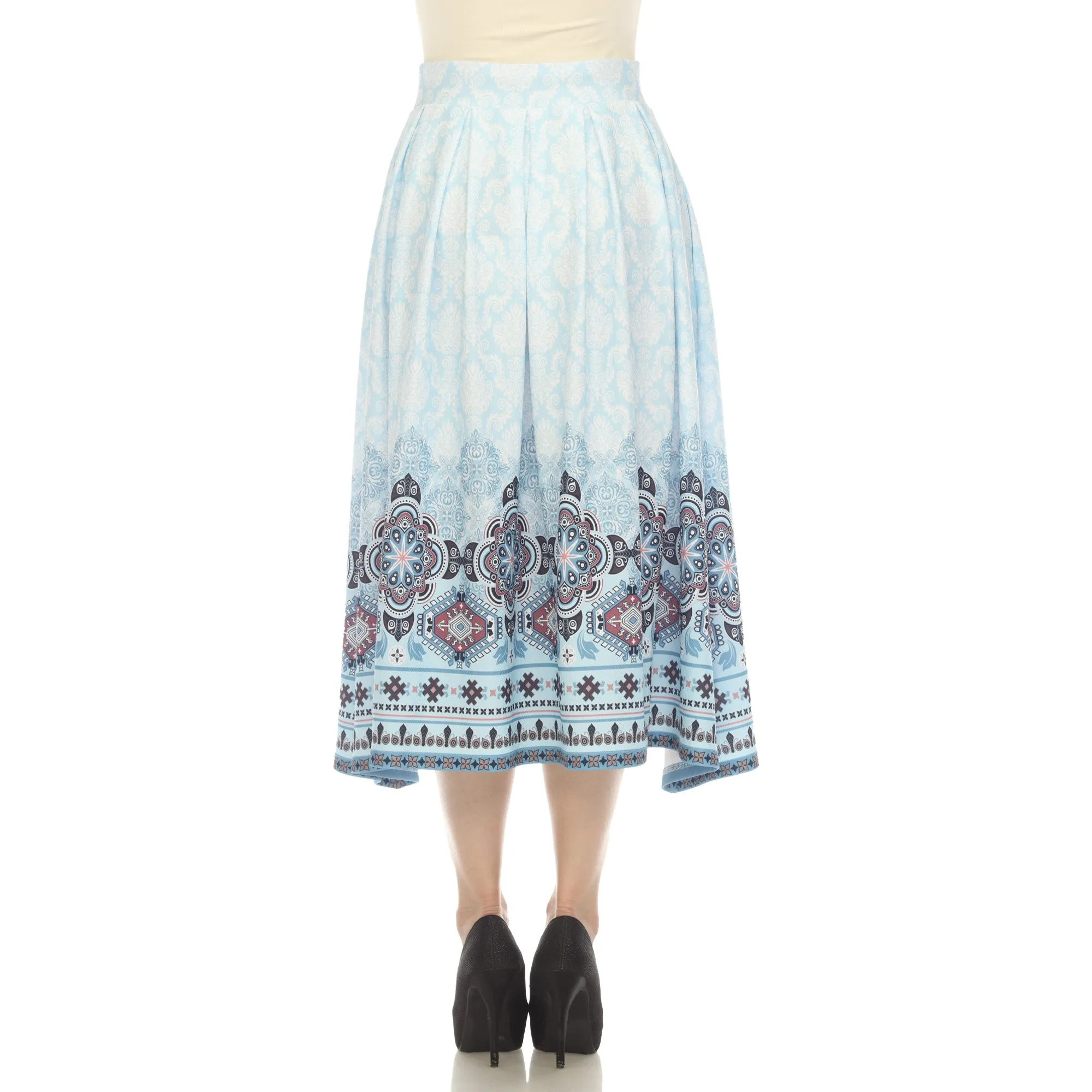 Blue Pleated Skirt with Border Prints sold by Dress Barn product image thumbnail 3