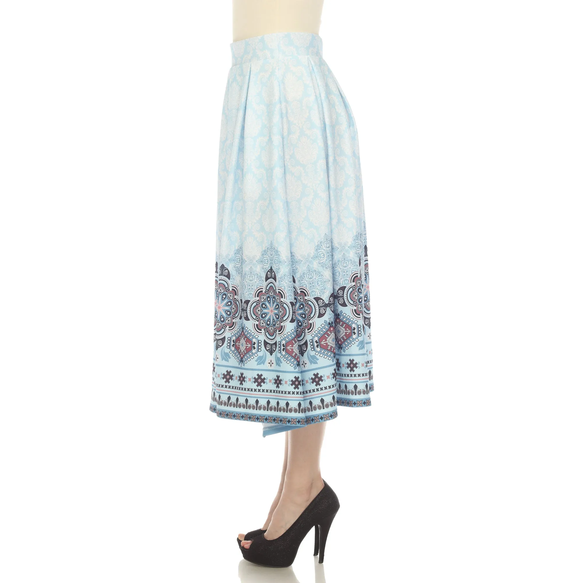 Blue Pleated Skirt with Border Prints sold by Dress Barn product image thumbnail 2