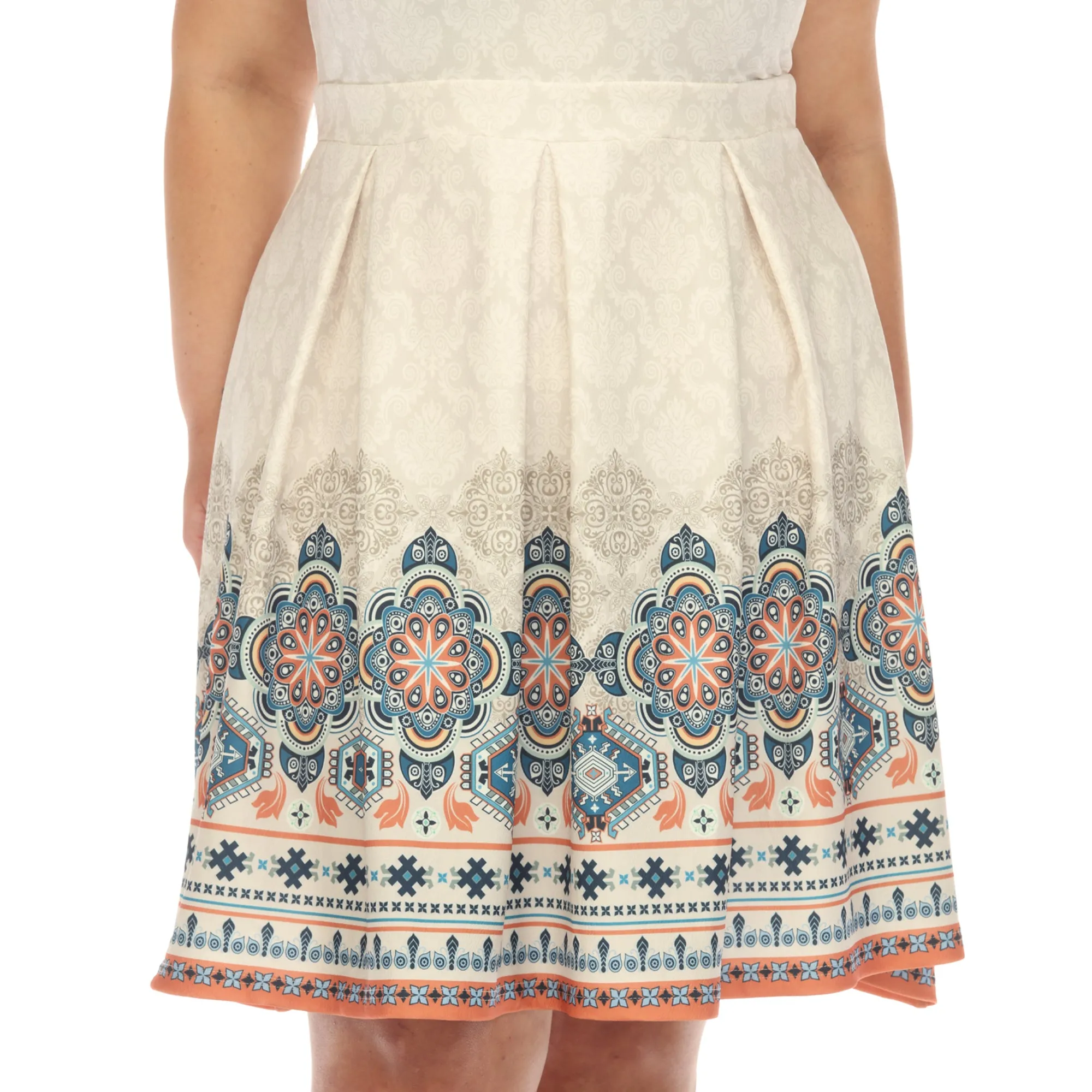 Beige Border Print Fit and Flare Knee Length Dress - Plus sold by Dress Barn product image thumbnail 4