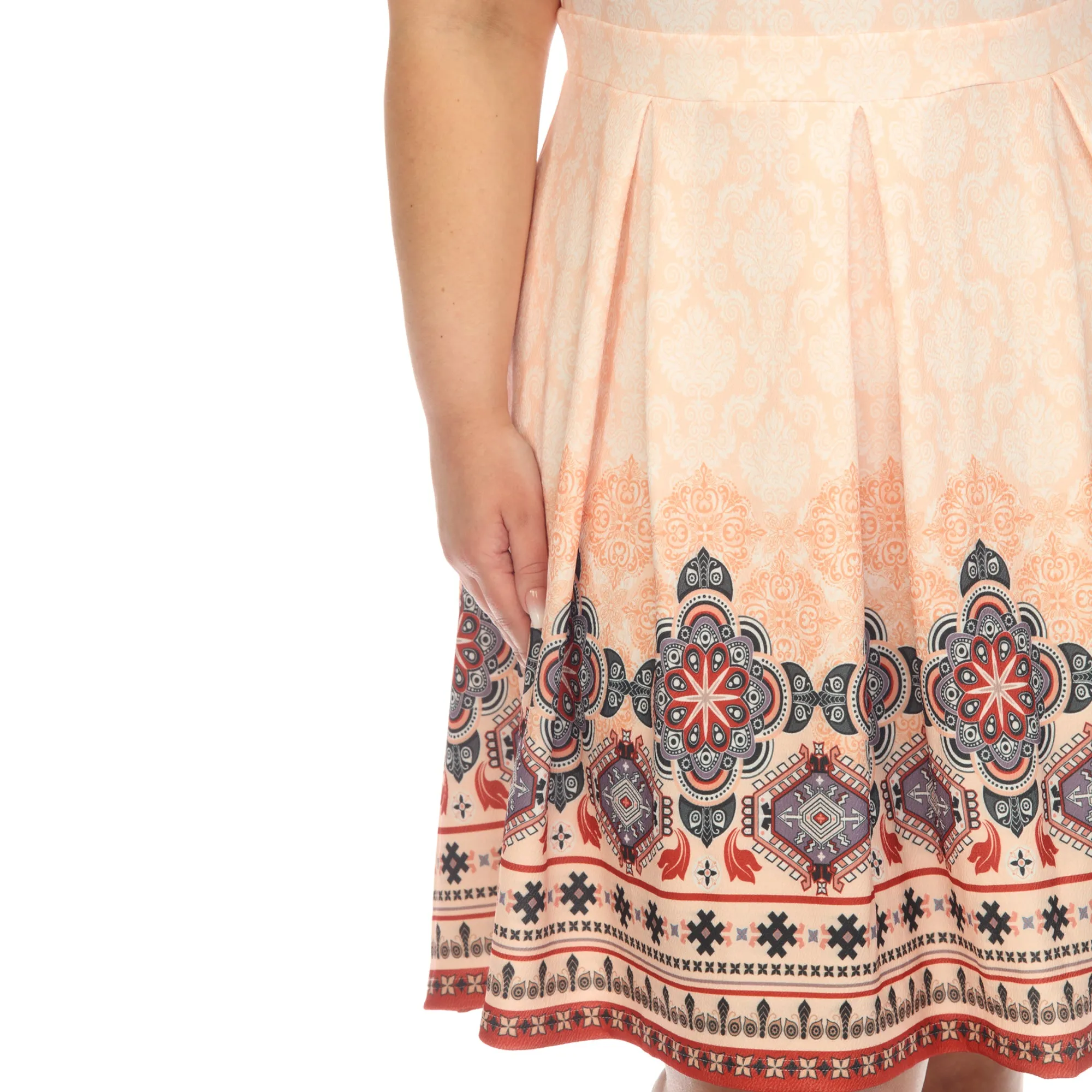 Orange Border Print Fit and Flare Knee Length Dress - Plus sold by Dress Barn product image thumbnail 4