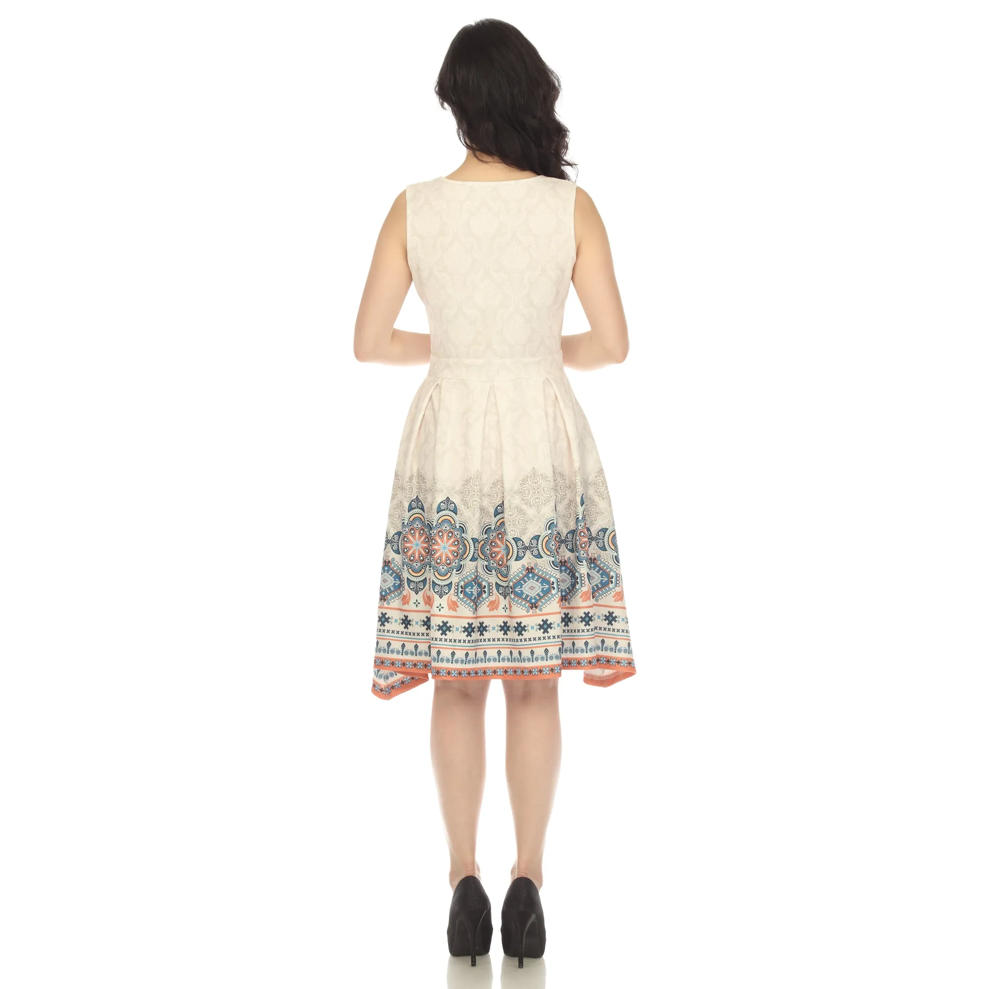 Beige Border Print Fit and Flare Knee Length Dress sold by Dress Barn product image thumbnail 3