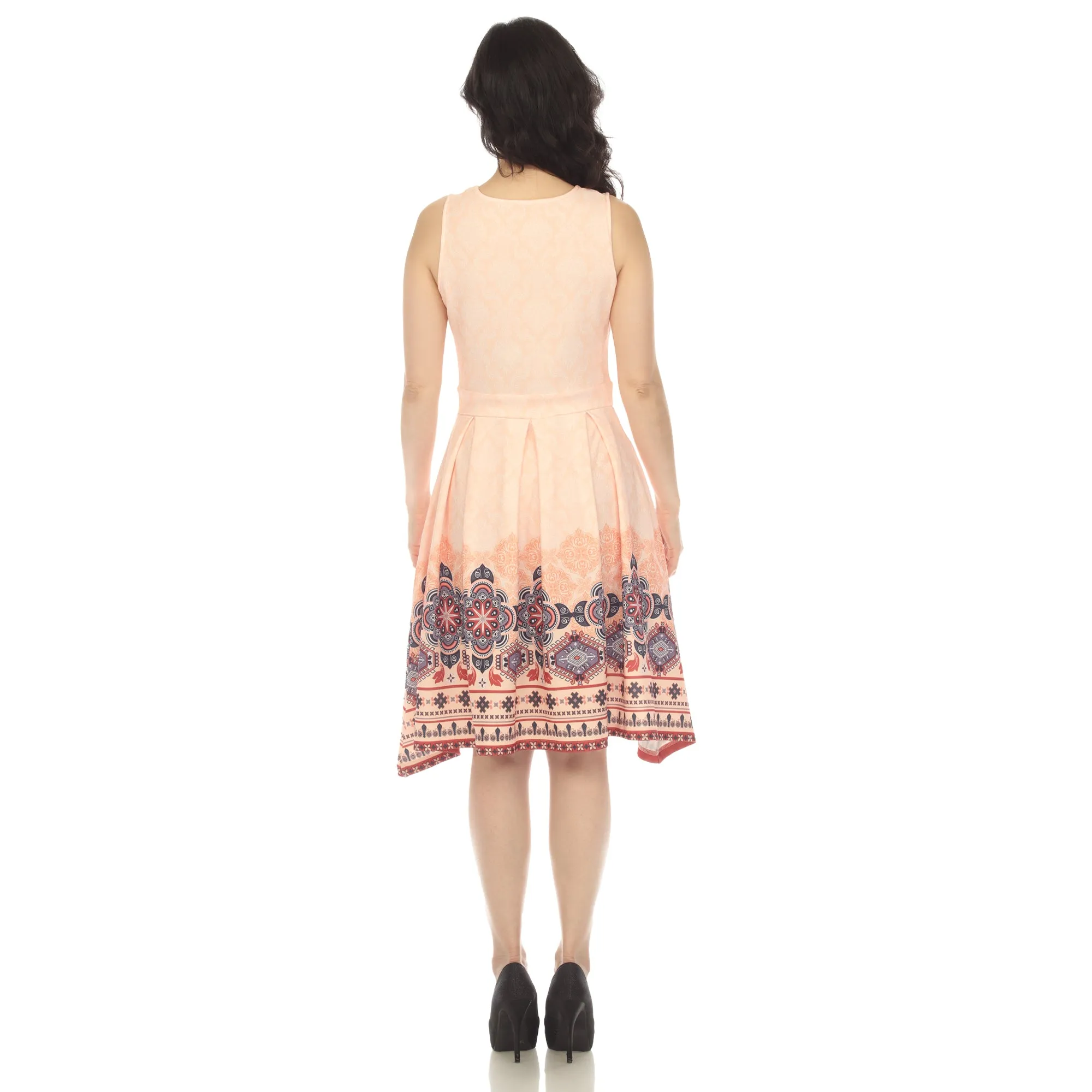 Orange Border Print Fit and Flare Knee Length Dress sold by Dress Barn product image thumbnail 3