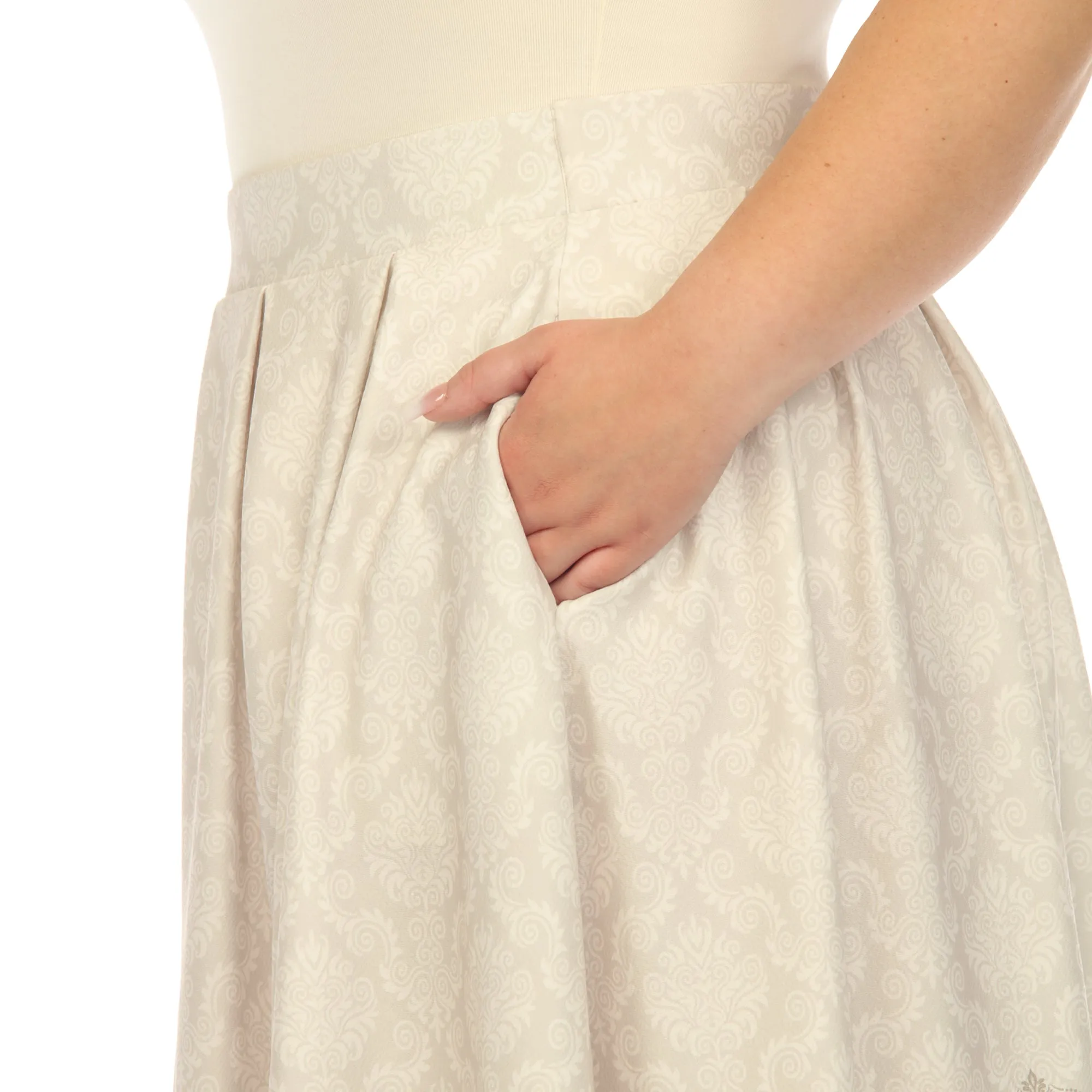 Beige Pleated Skirt with Border Prints - Plus sold by Dress Barn product image thumbnail 4