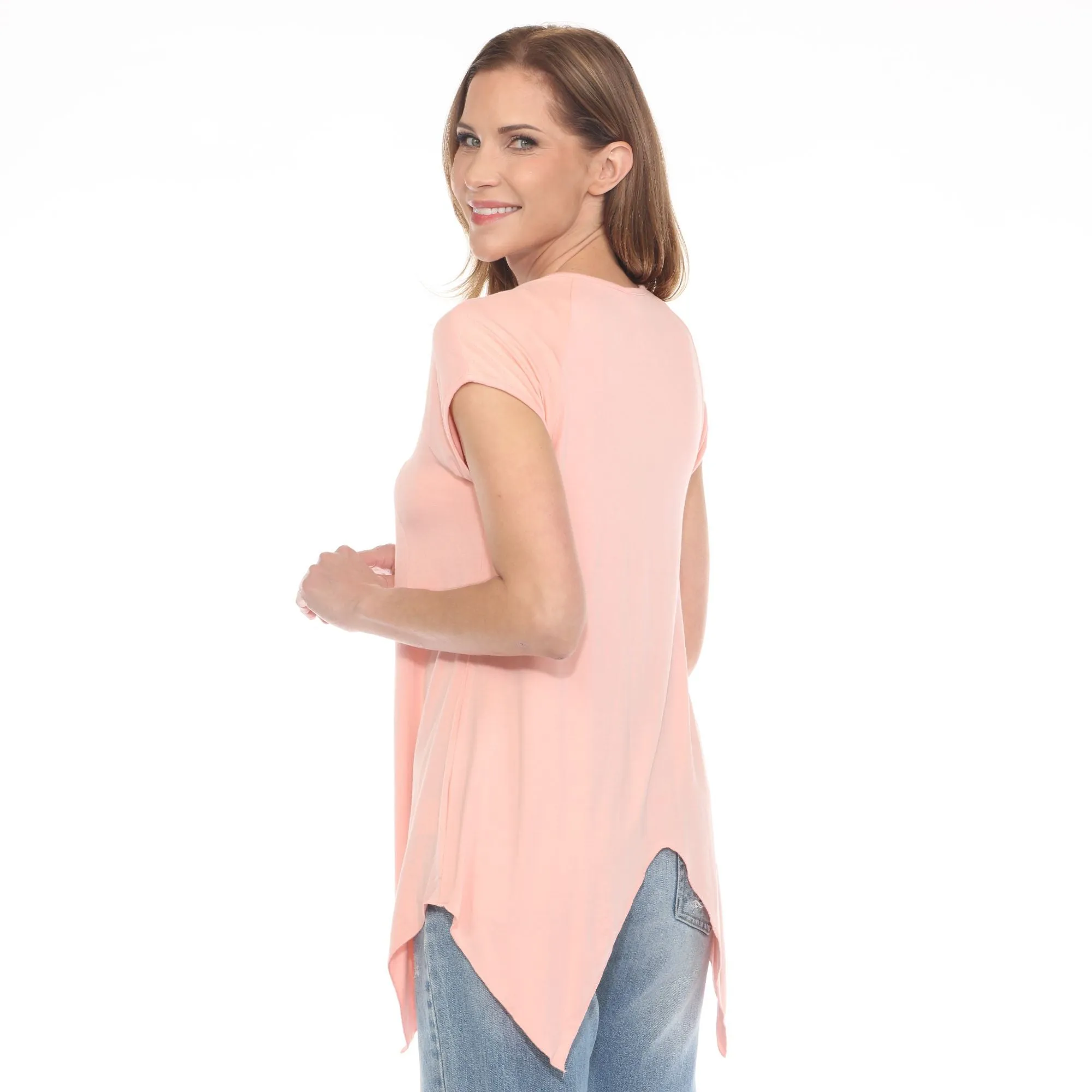 Coral Pink Beaded Angled Hem Knit Top sold by Dress Barn product image thumbnail 3