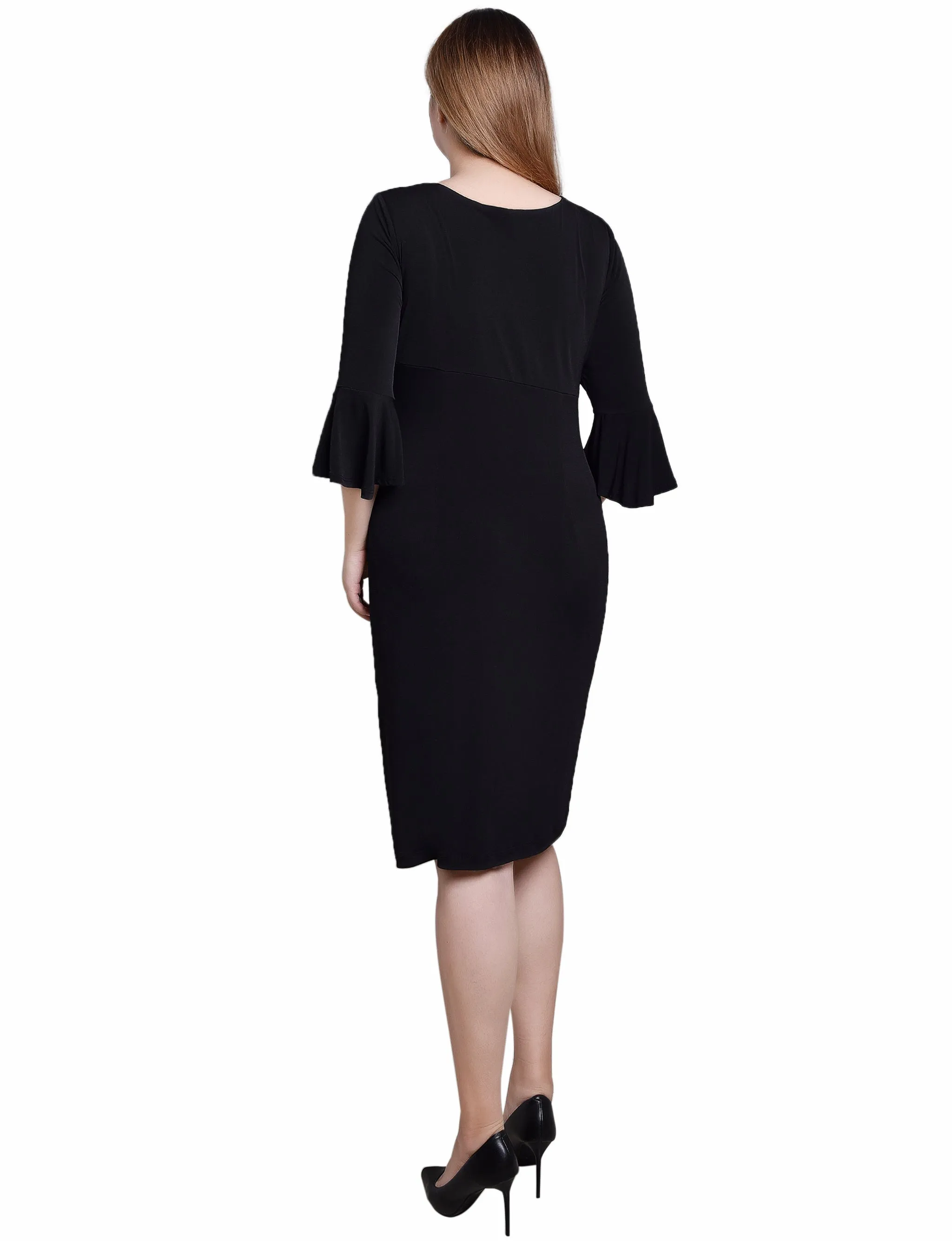 Black 3/4 Length Trumpet Sleeve Dress sold by Dress Barn product image thumbnail 3
