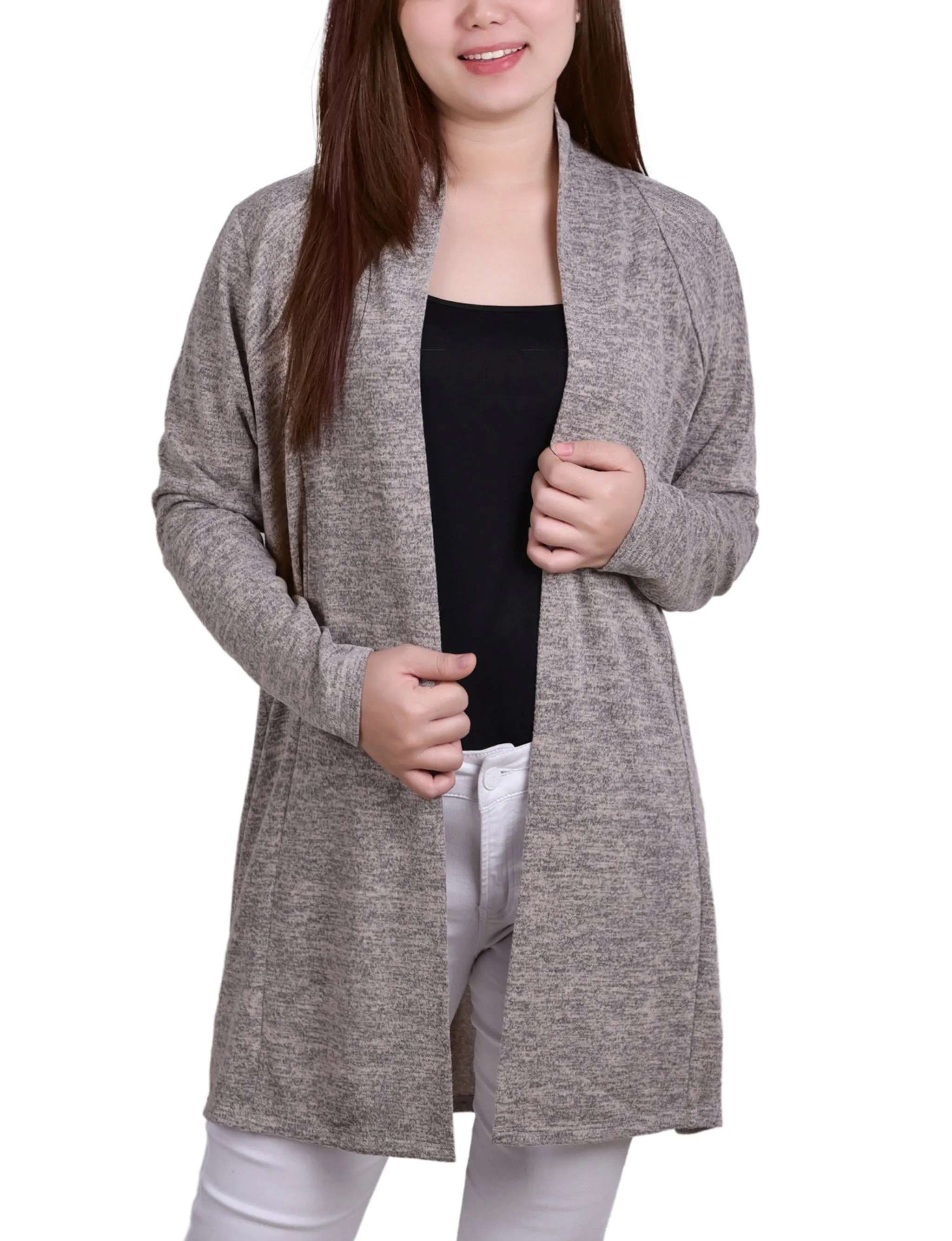 Shadow Grey Long Sleeve Cardigan sold by Dress Barn