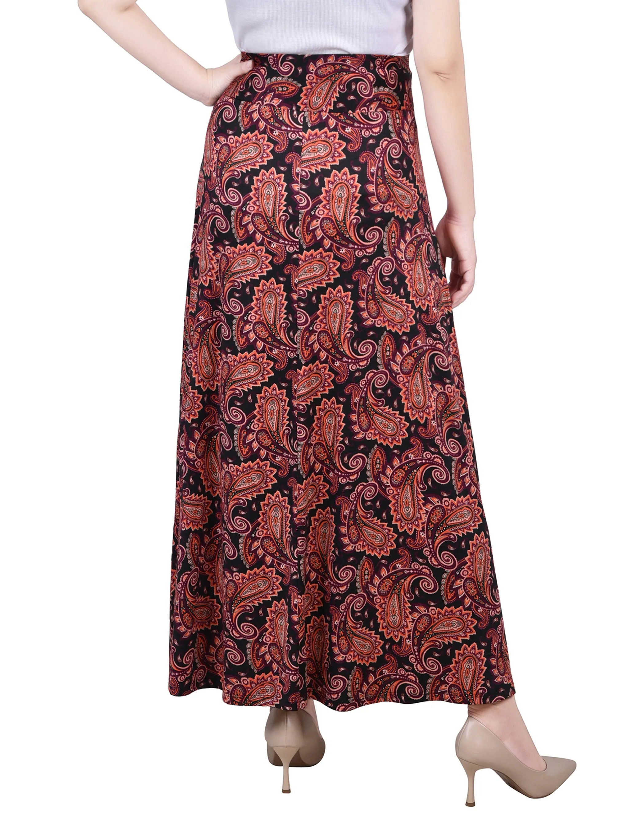 Black Wine Paisley Maxi Skirt With Sash Waist Tie sold by Dress Barn product image thumbnail 4