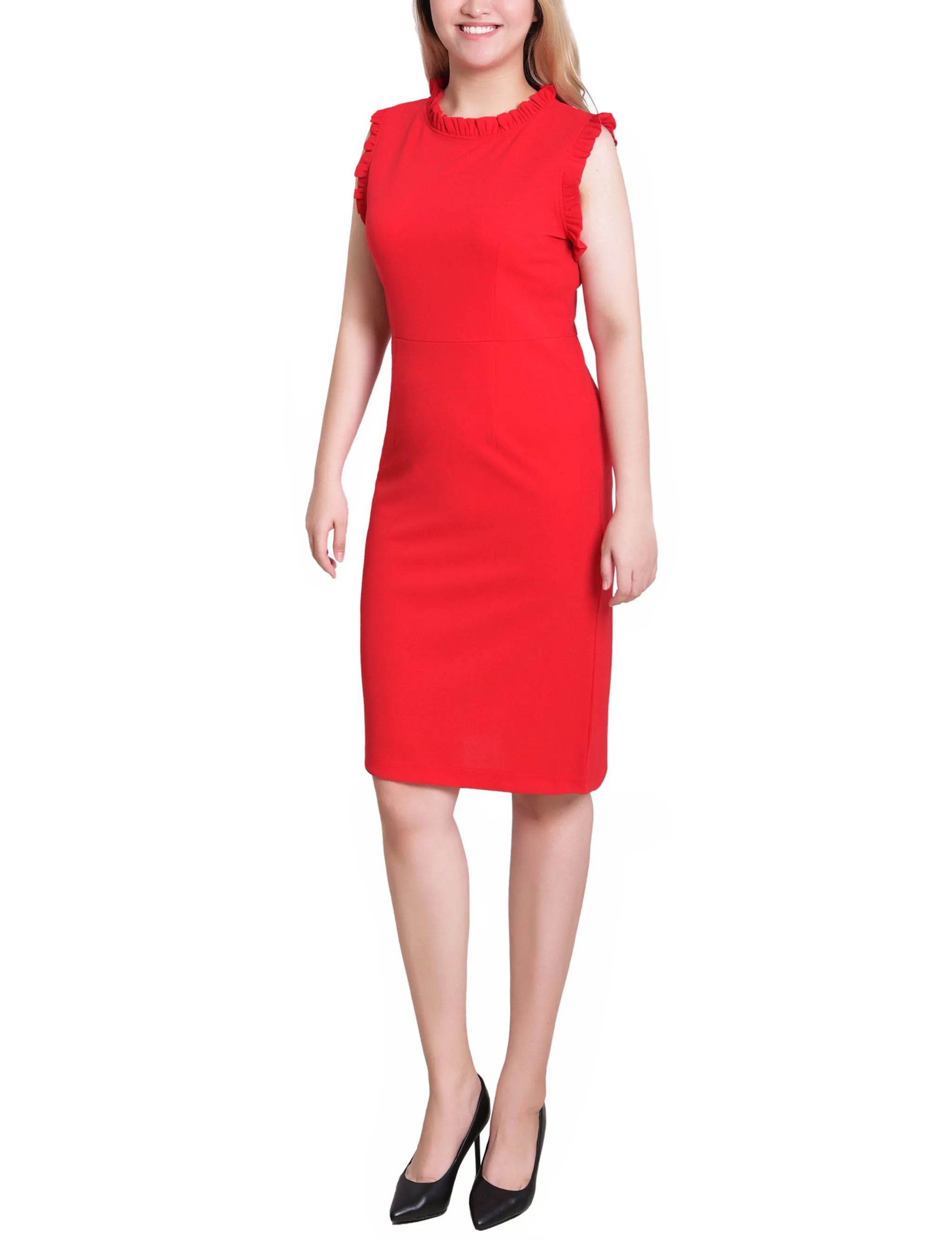 Fire Red Sleeveless Ruffle Detail Dress sold by Dress Barn product image thumbnail 3