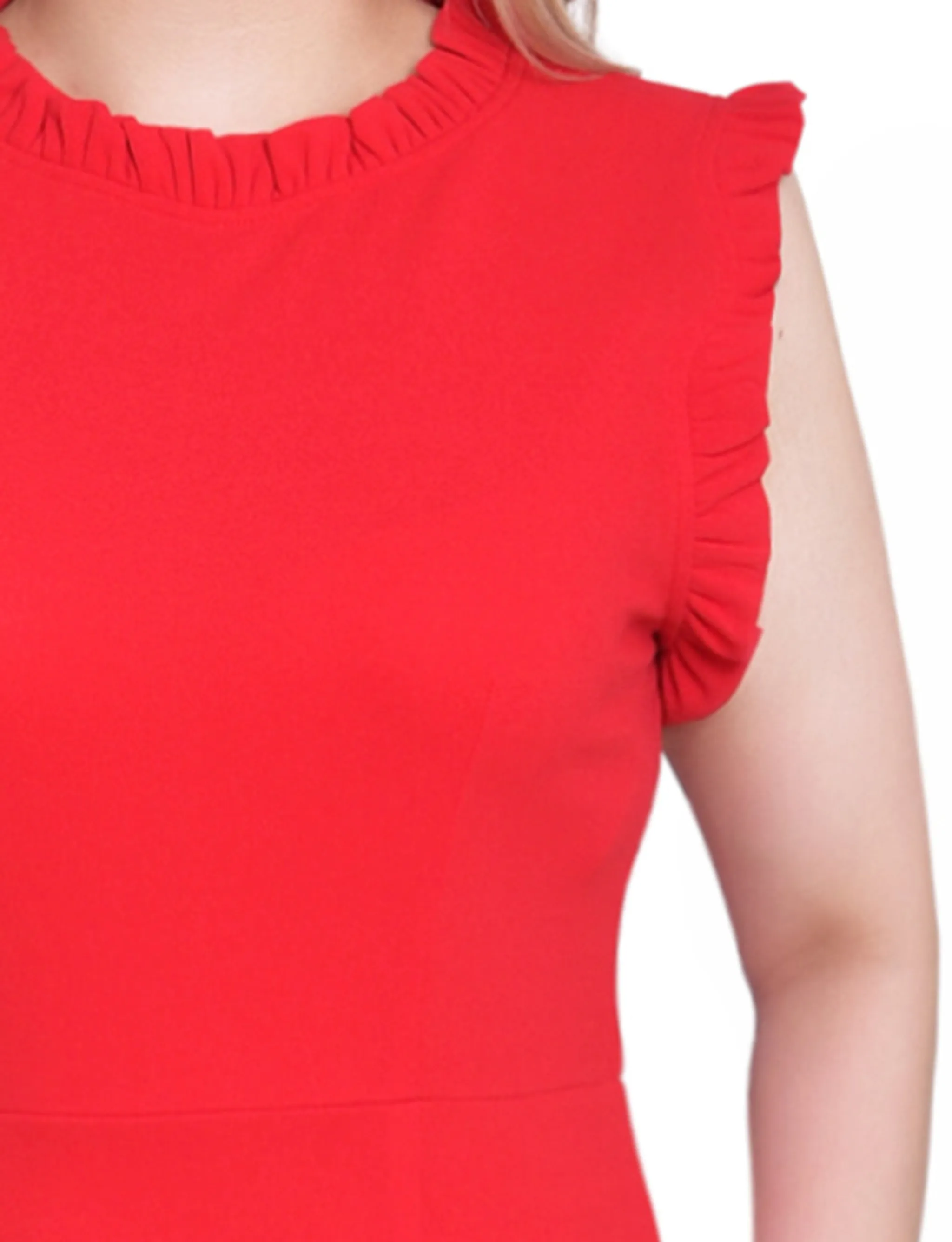 Fire Red Sleeveless Ruffle Detail Dress sold by Dress Barn product image thumbnail 2