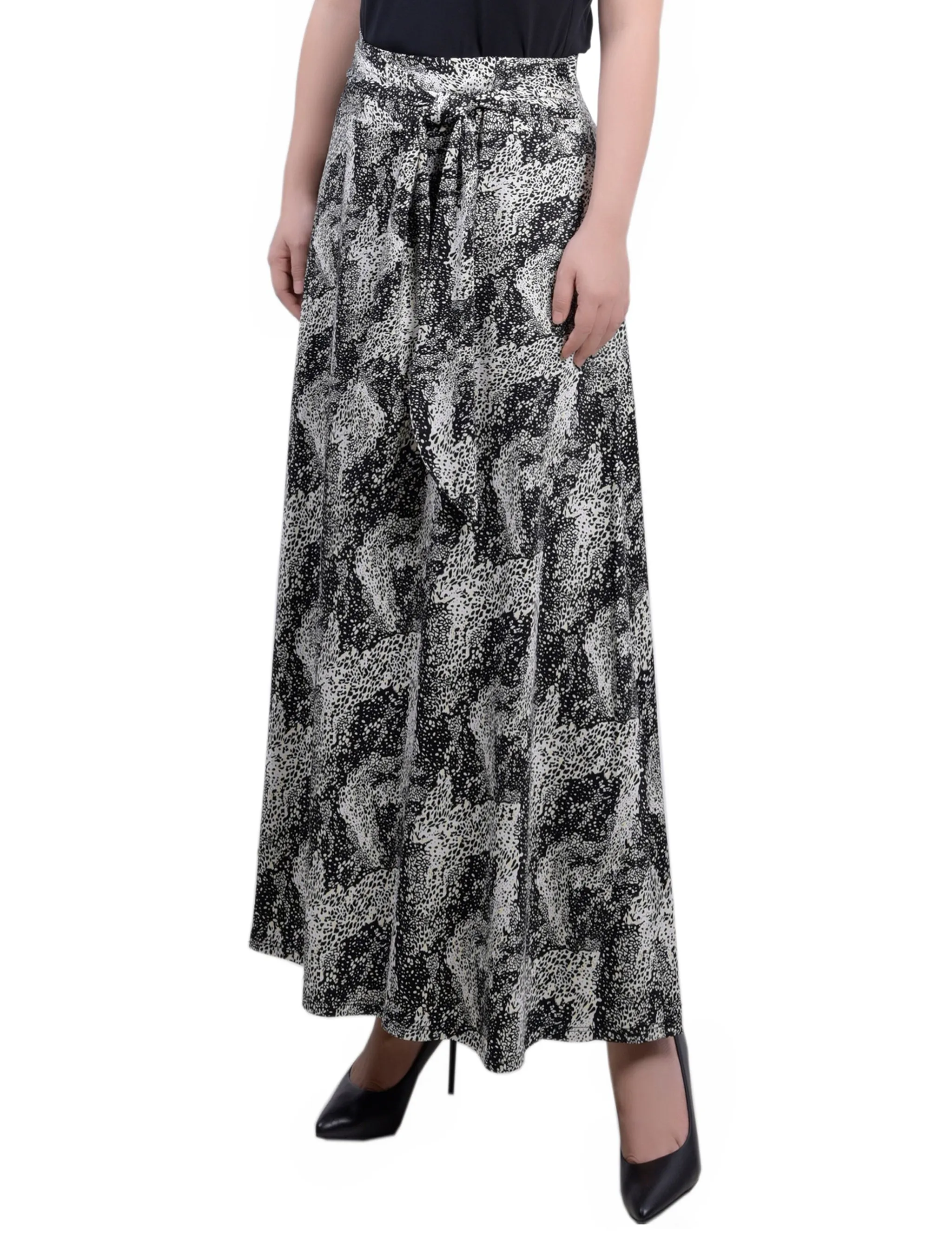 Black Yellow Animal Maxi Skirt With Sash Waist Tie sold by Dress Barn product image thumbnail 3