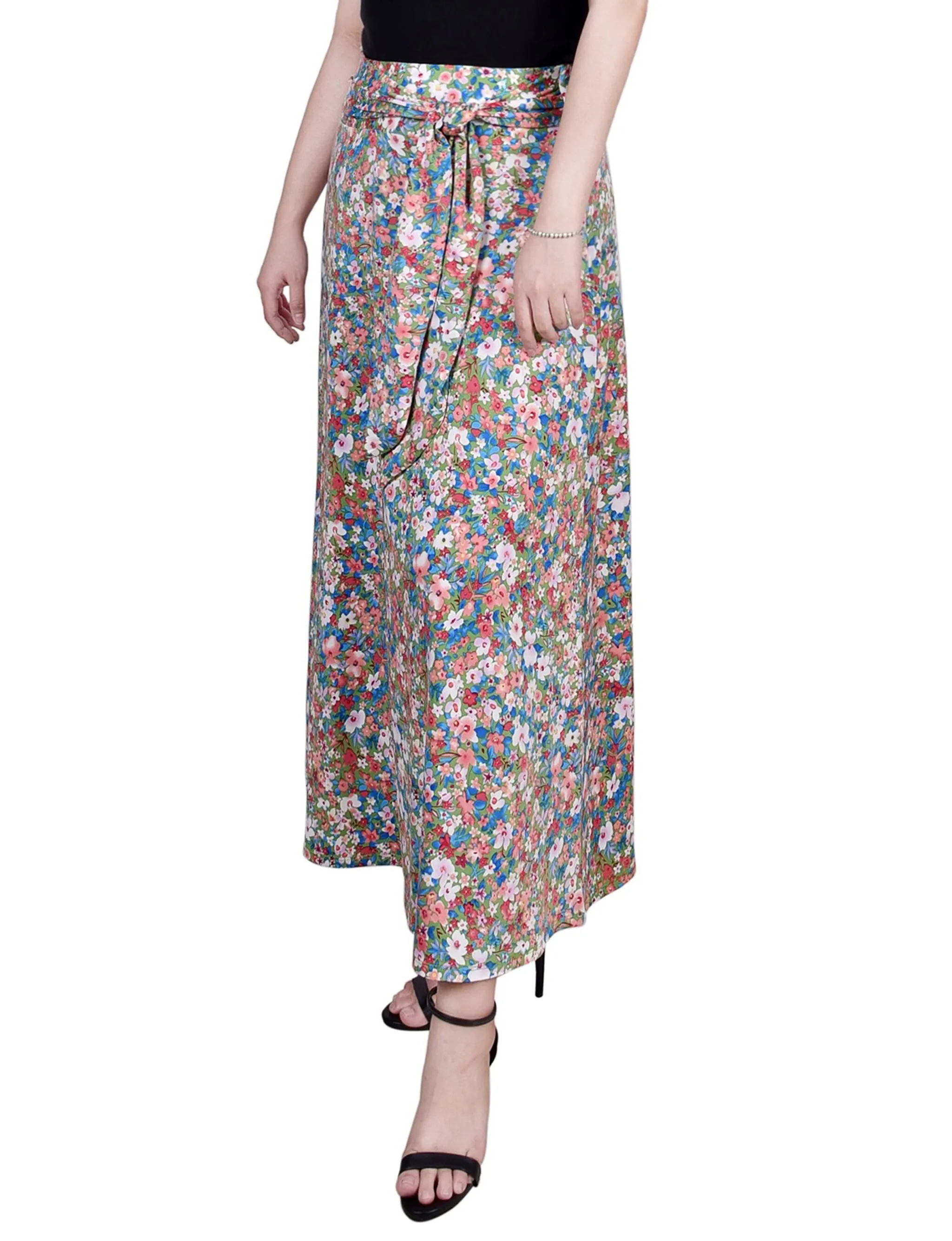 Tiny Colorful Flowers Maxi Skirt With Sash Waist Tie sold by Dress Barn product image thumbnail 3