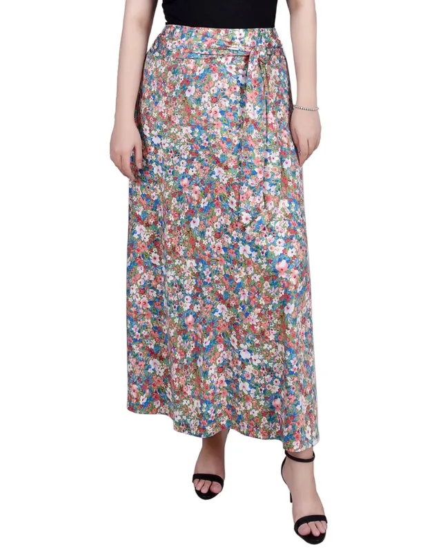 Tiny Colorful Flowers Maxi Skirt With Sash Waist Tie sold by Dress Barn