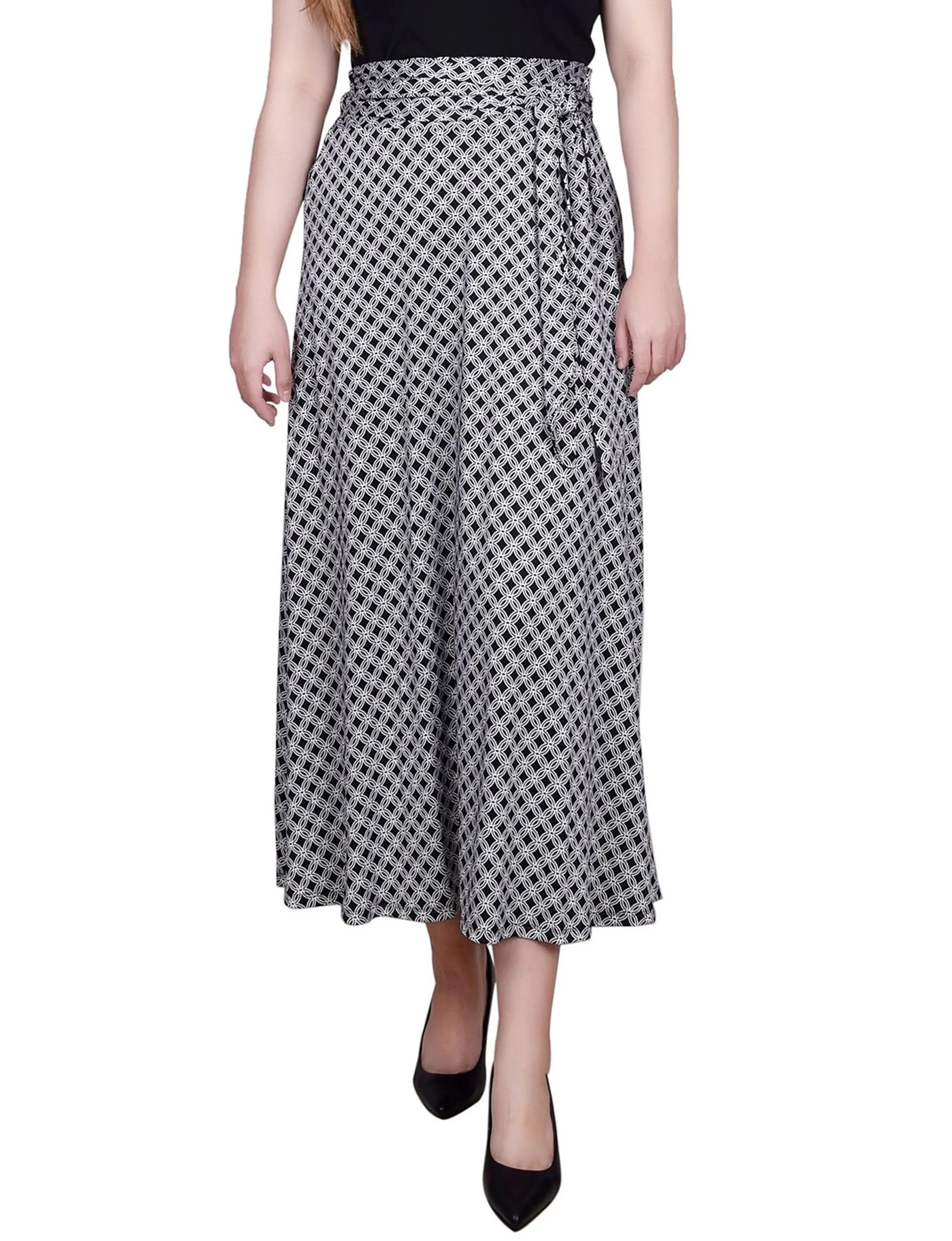 Black White New Iconic Maxi Skirt With Sash Waist Tie sold by Dress Barn