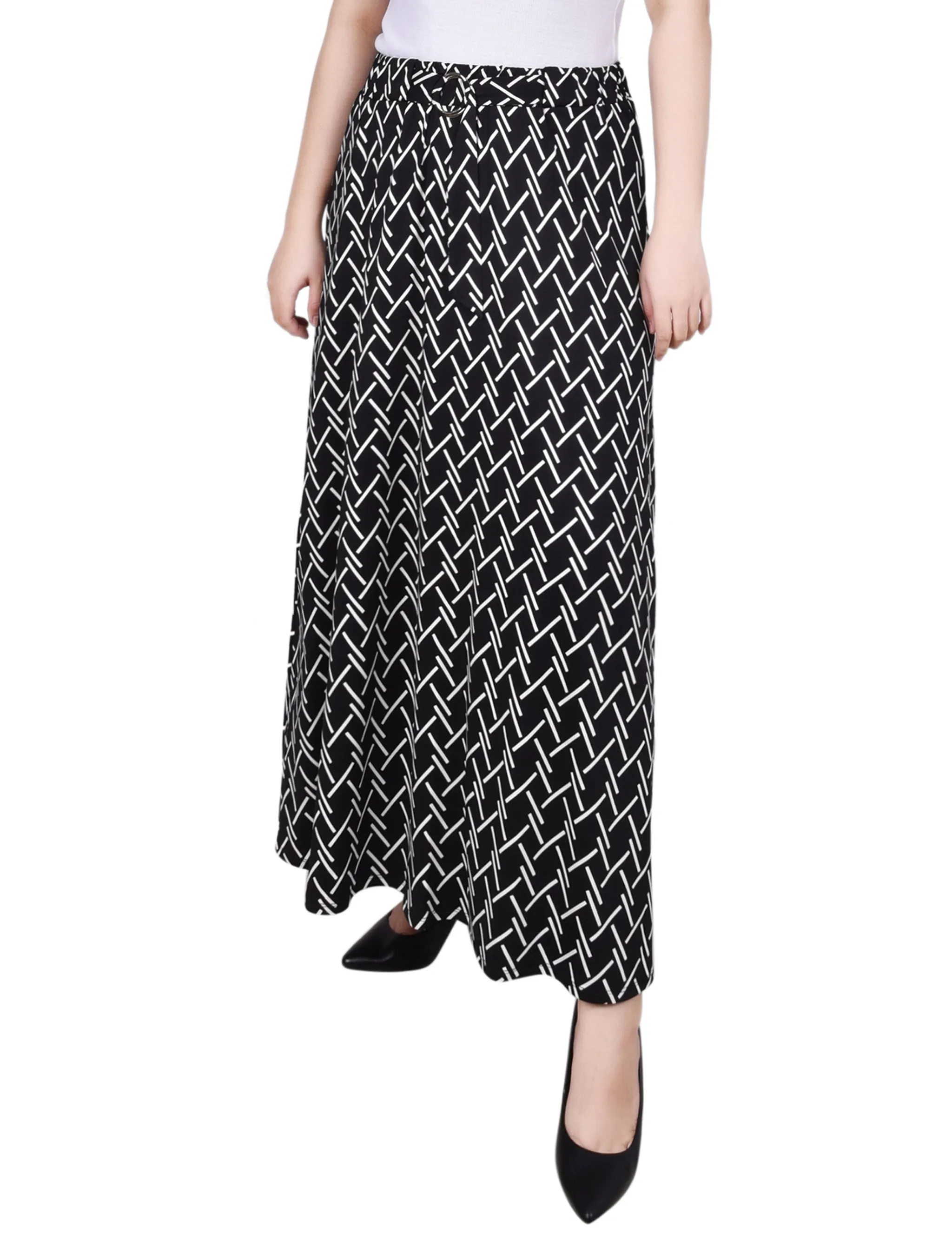 Black White Oblique Ring Detail Midi-Length Skirt sold by Dress Barn product image thumbnail 3