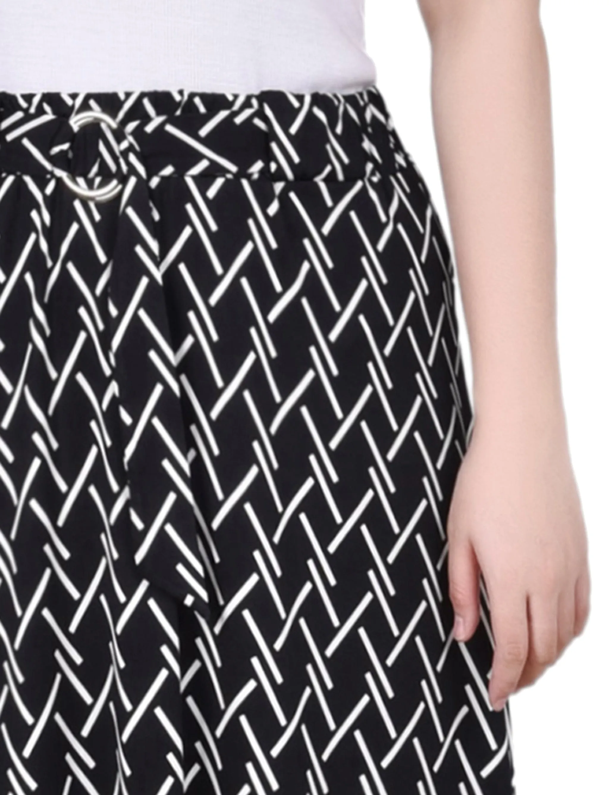 Black White Oblique Ring Detail Midi-Length Skirt sold by Dress Barn product image thumbnail 2