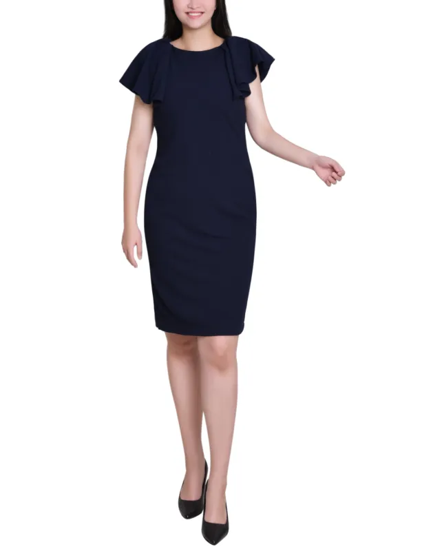 Navy Flutter Sleeve Sheath Dress sold by Dress Barn