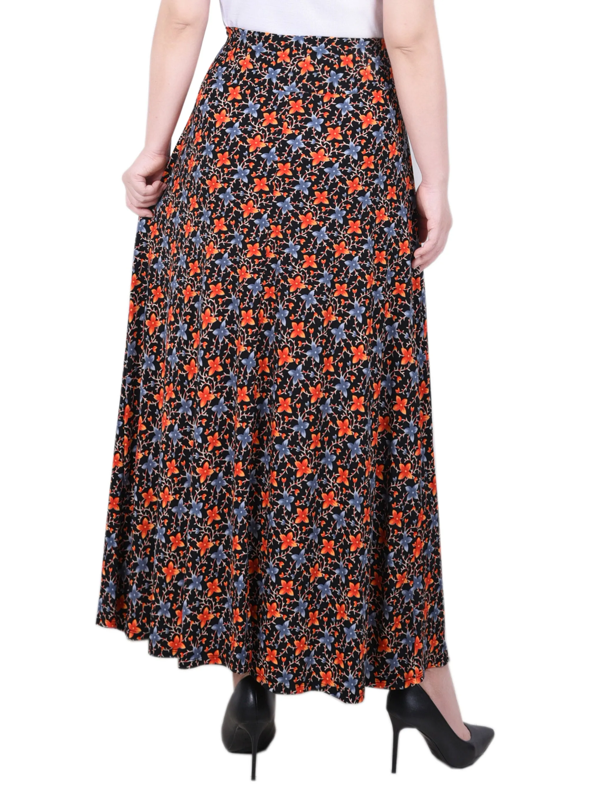 Black Orange Floral Maxi Skirt With Sash Waist Tie sold by Dress Barn product image thumbnail 4