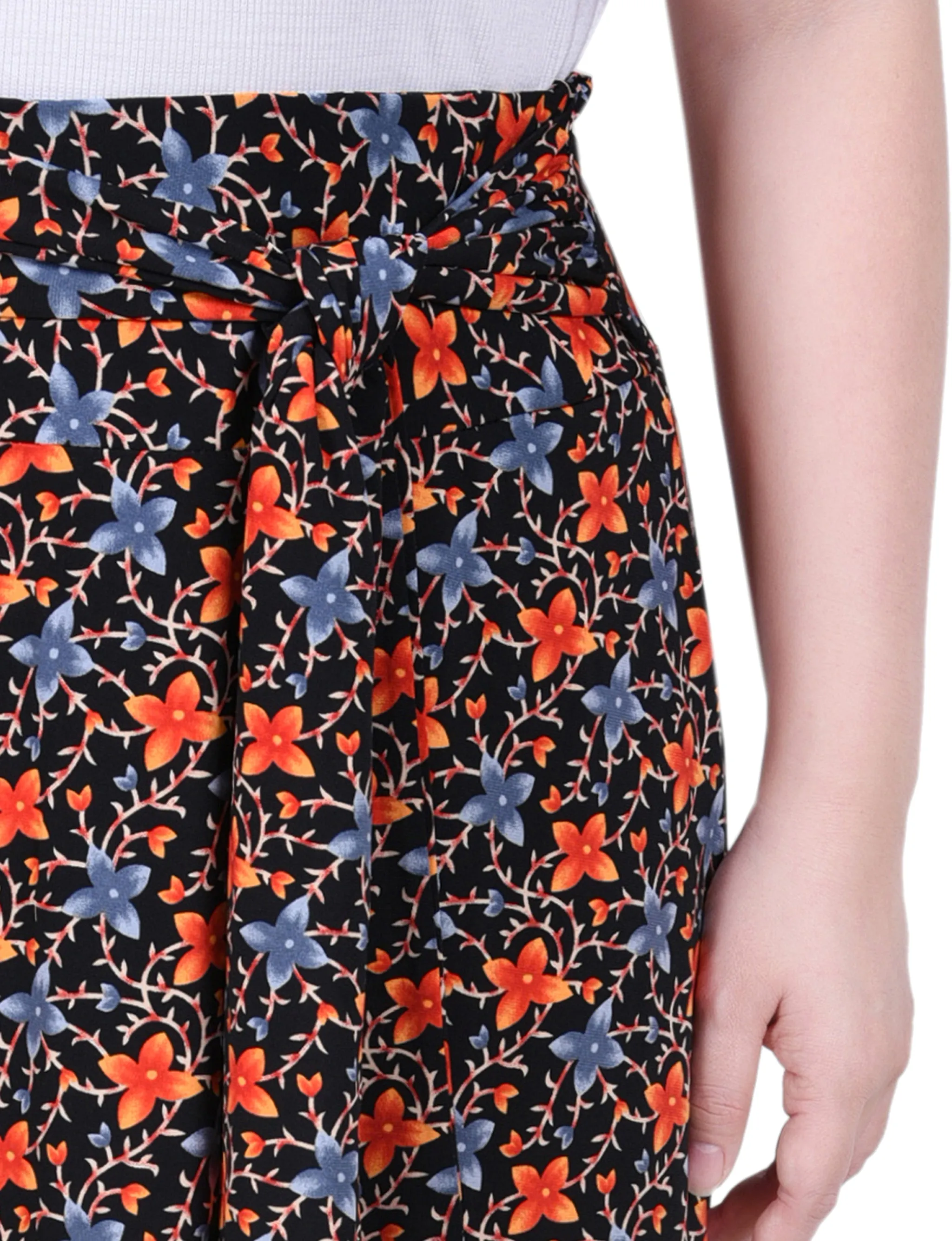 Black Orange Floral Maxi Skirt With Sash Waist Tie sold by Dress Barn product image thumbnail 2