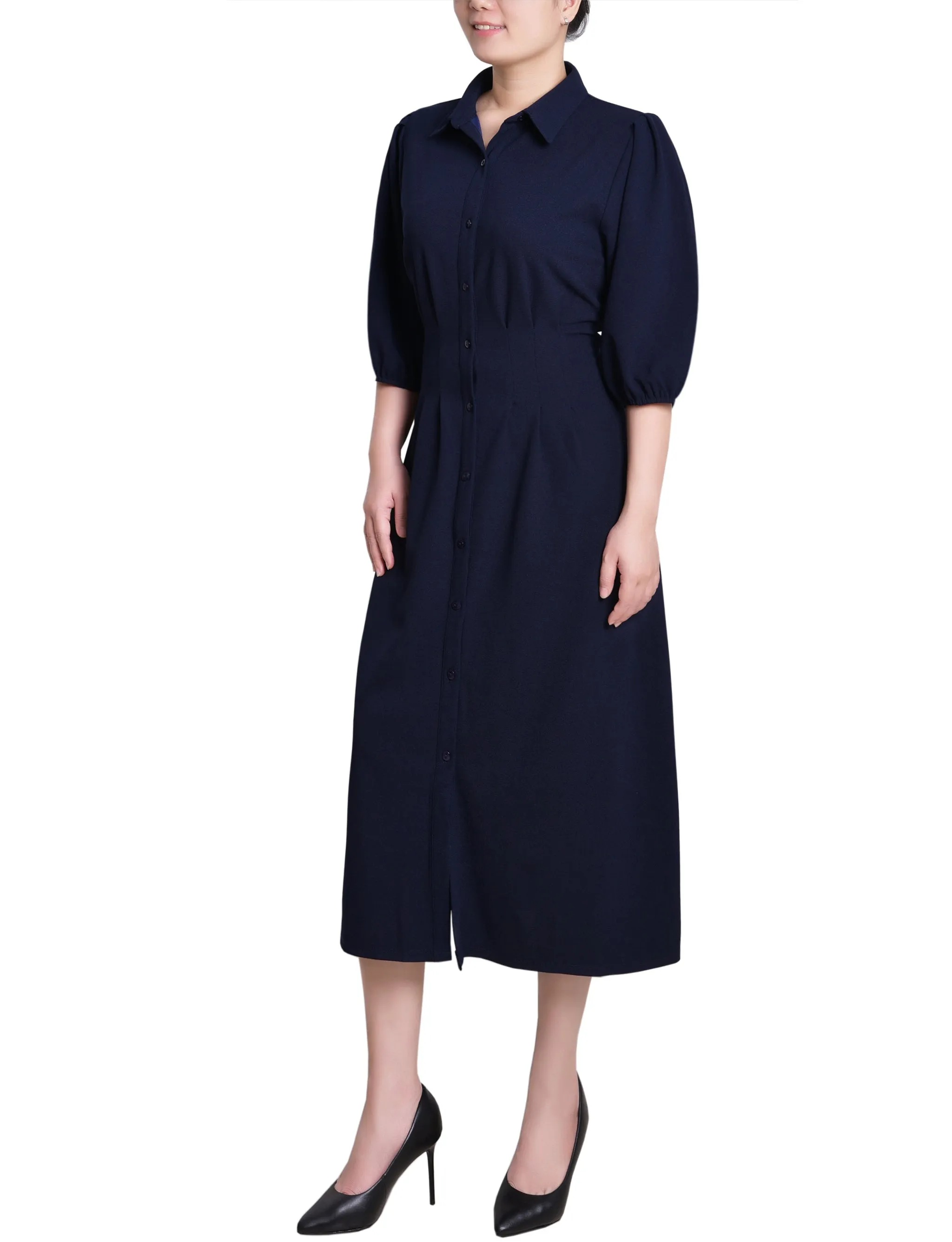 Navy Elbow Sleeve Midi Dress sold by Dress Barn product image thumbnail 3