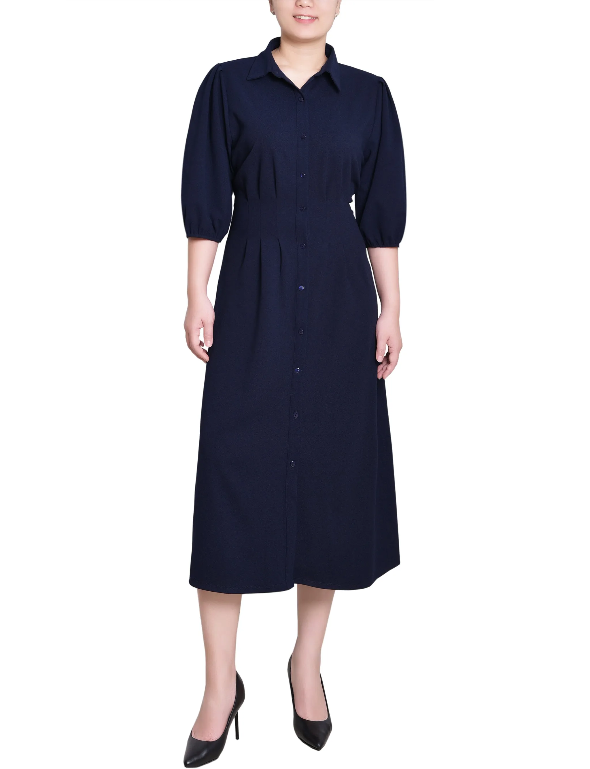 Navy Elbow Sleeve Midi Dress sold by Dress Barn