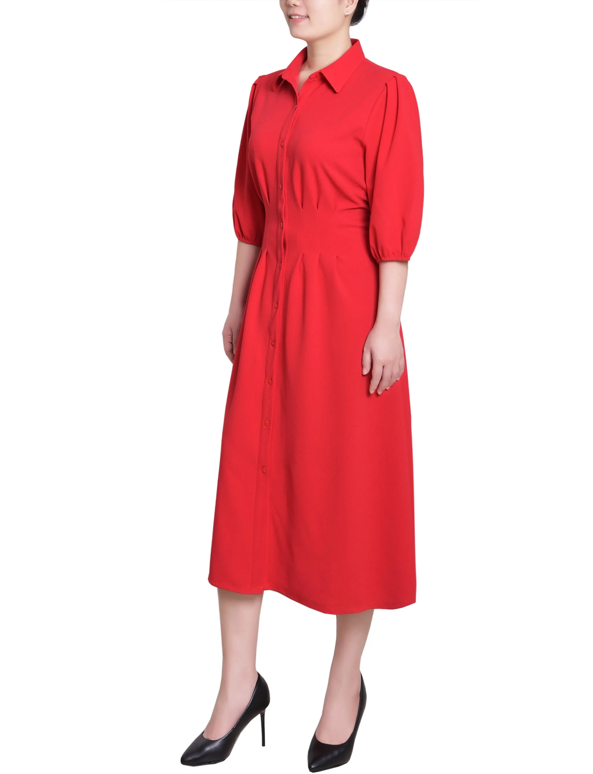 Fire Red Elbow Sleeve Midi Dress sold by Dress Barn product image thumbnail 3