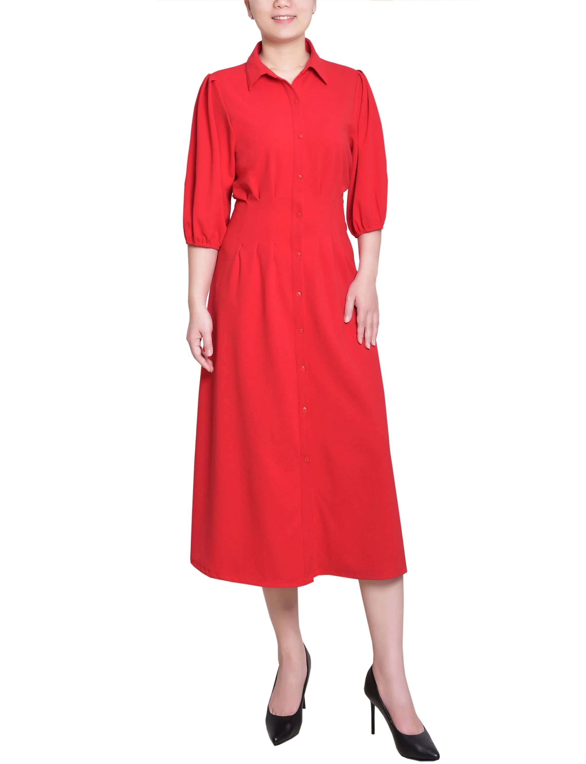 Fire Red Elbow Sleeve Midi Dress sold by Dress Barn