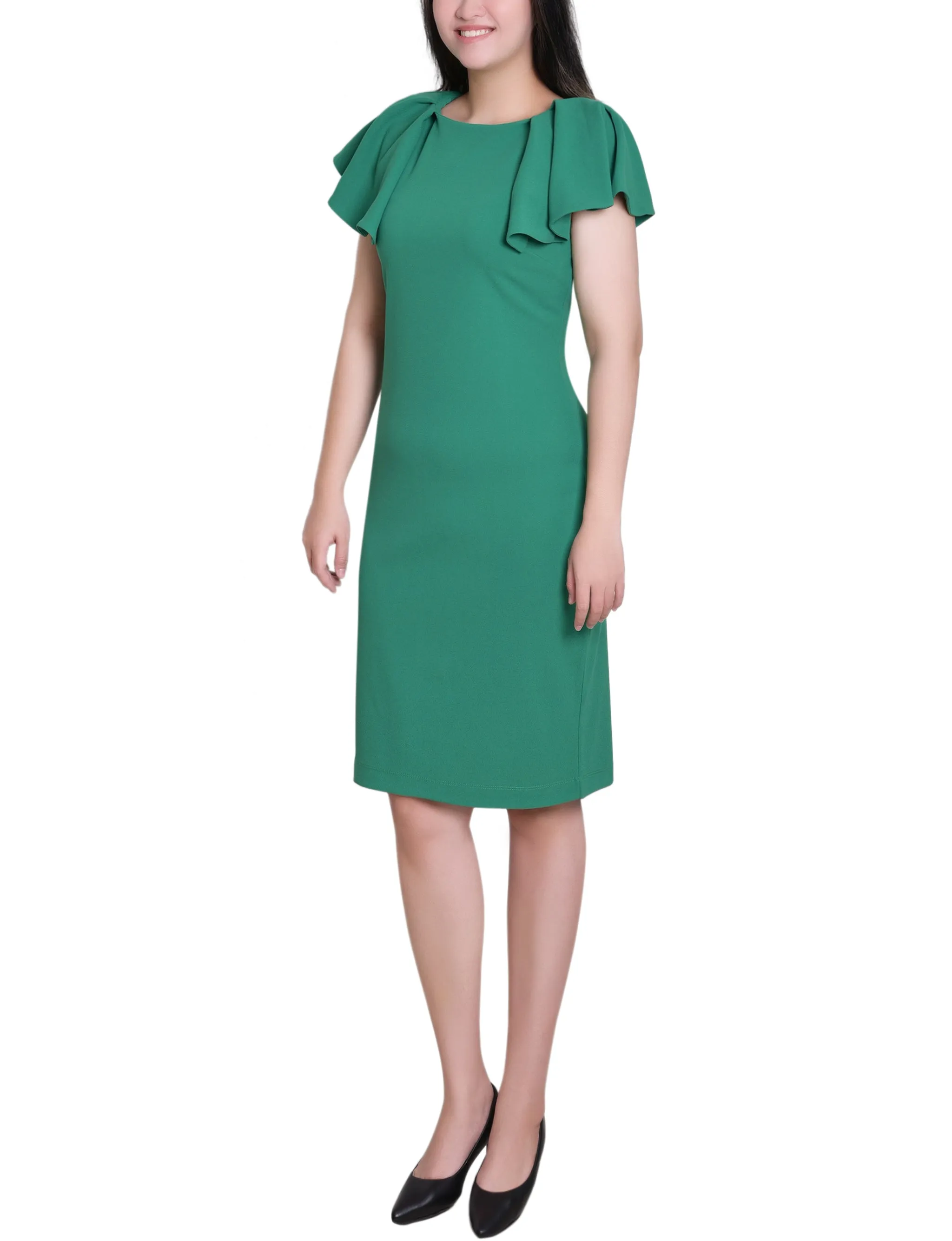 Emerald Green Flutter Sleeve Sheath Dress sold by Dress Barn product image thumbnail 3