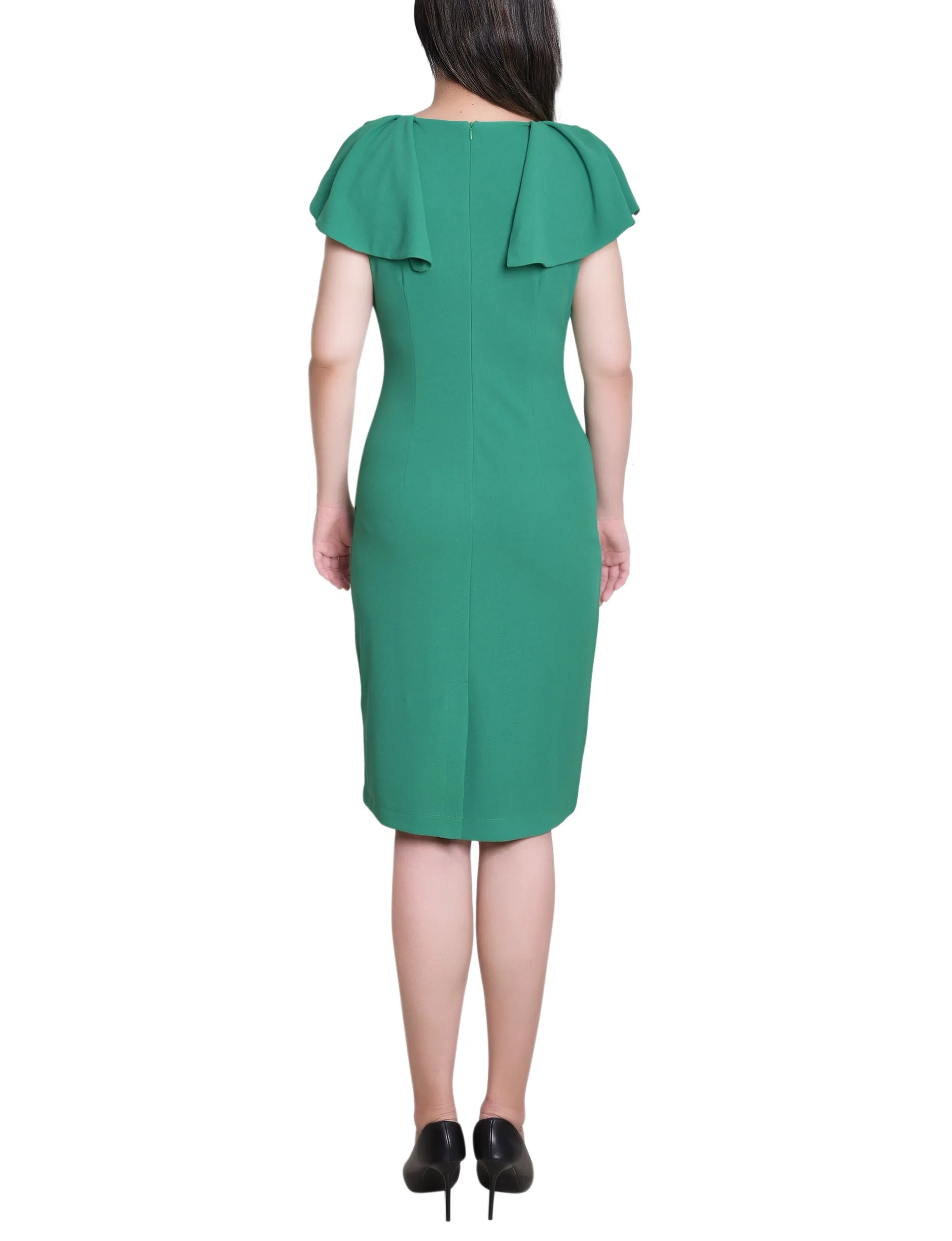 Emerald Green Flutter Sleeve Sheath Dress sold by Dress Barn product image thumbnail 4