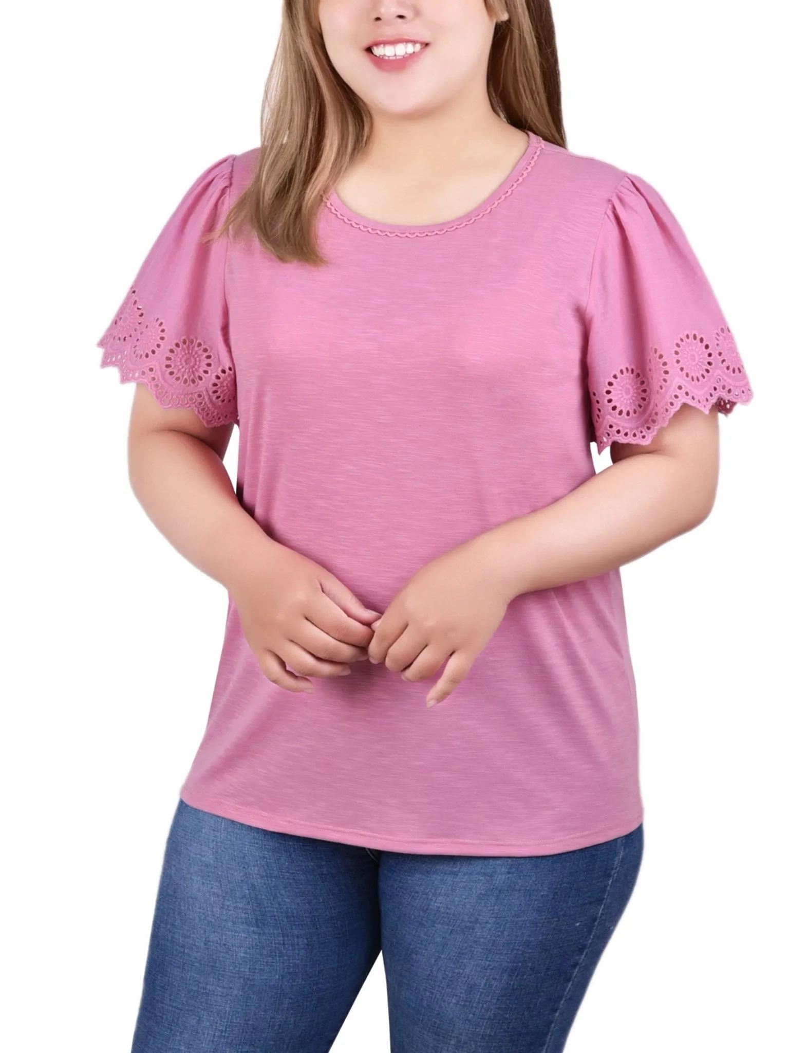 Fairy Wing Short Flutter Eyelet Sleeve Pullover sold by Dress Barn