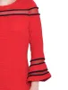 Fire Red Black Long Bell Sleeve Dress With Contrast Striping sold by Dress Barn