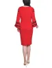 Fire Red Black Long Bell Sleeve Dress With Contrast Striping sold by Dress Barn