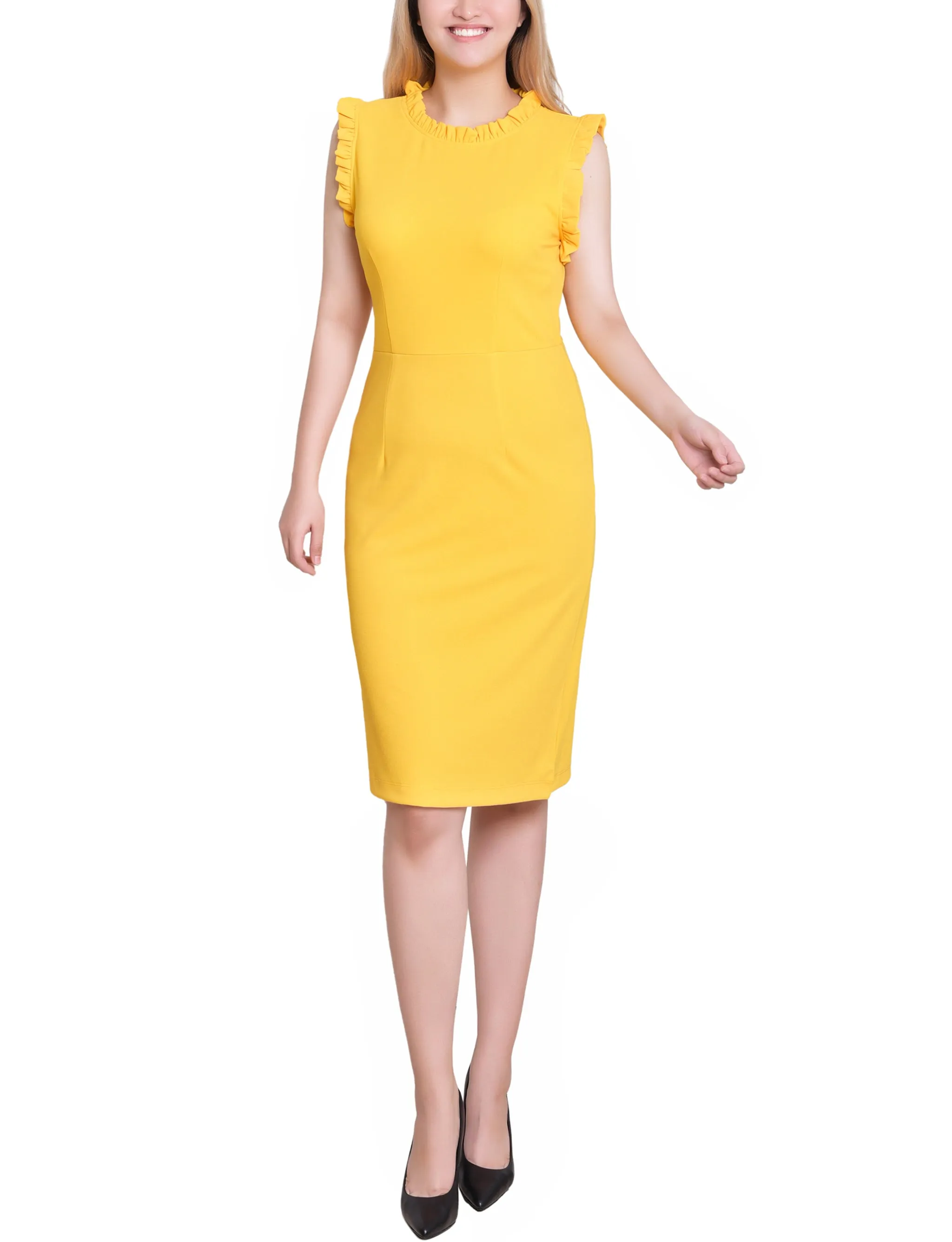 Lemon Sleeveless Ruffle Detail Dress sold by Dress Barn