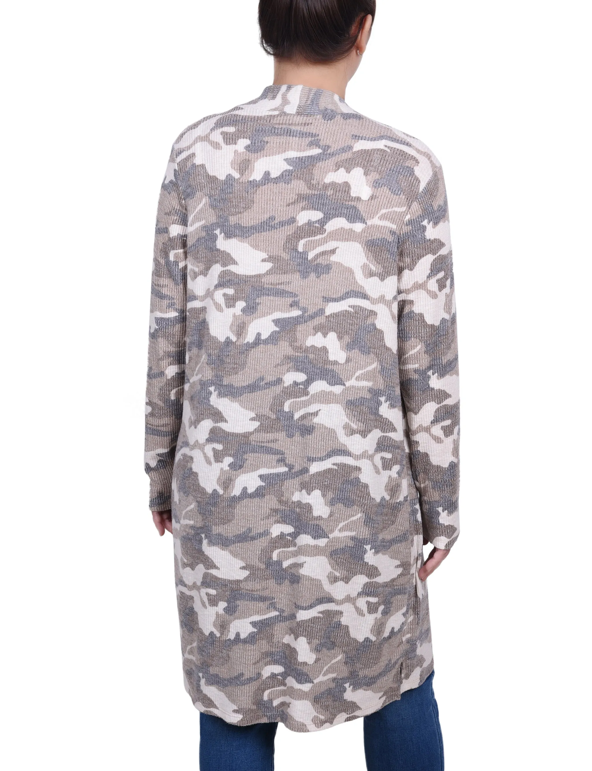 Tan Camo Long Sleeve Rib Knit Cardigan sold by Dress Barn product image thumbnail 4