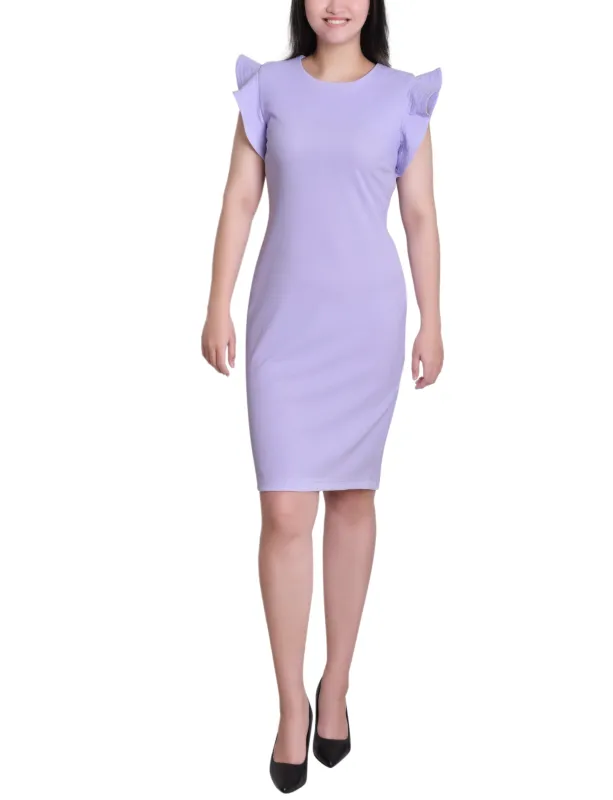 Lilac Ruffle Sleeve Scuba Dress sold by Dress Barn