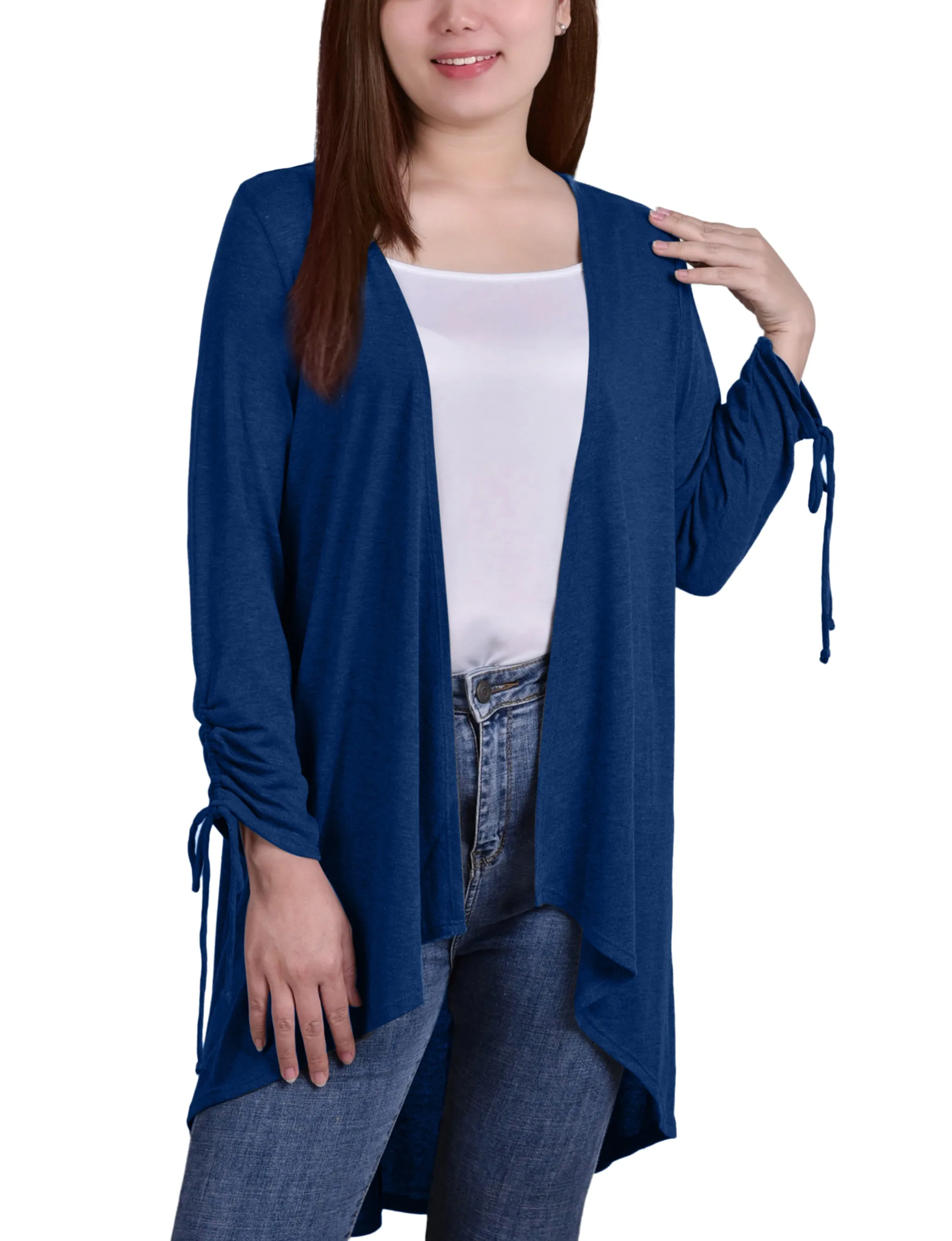 Peacock Long Sleeve Hi Lo Hem Cardigan sold by Dress Barn