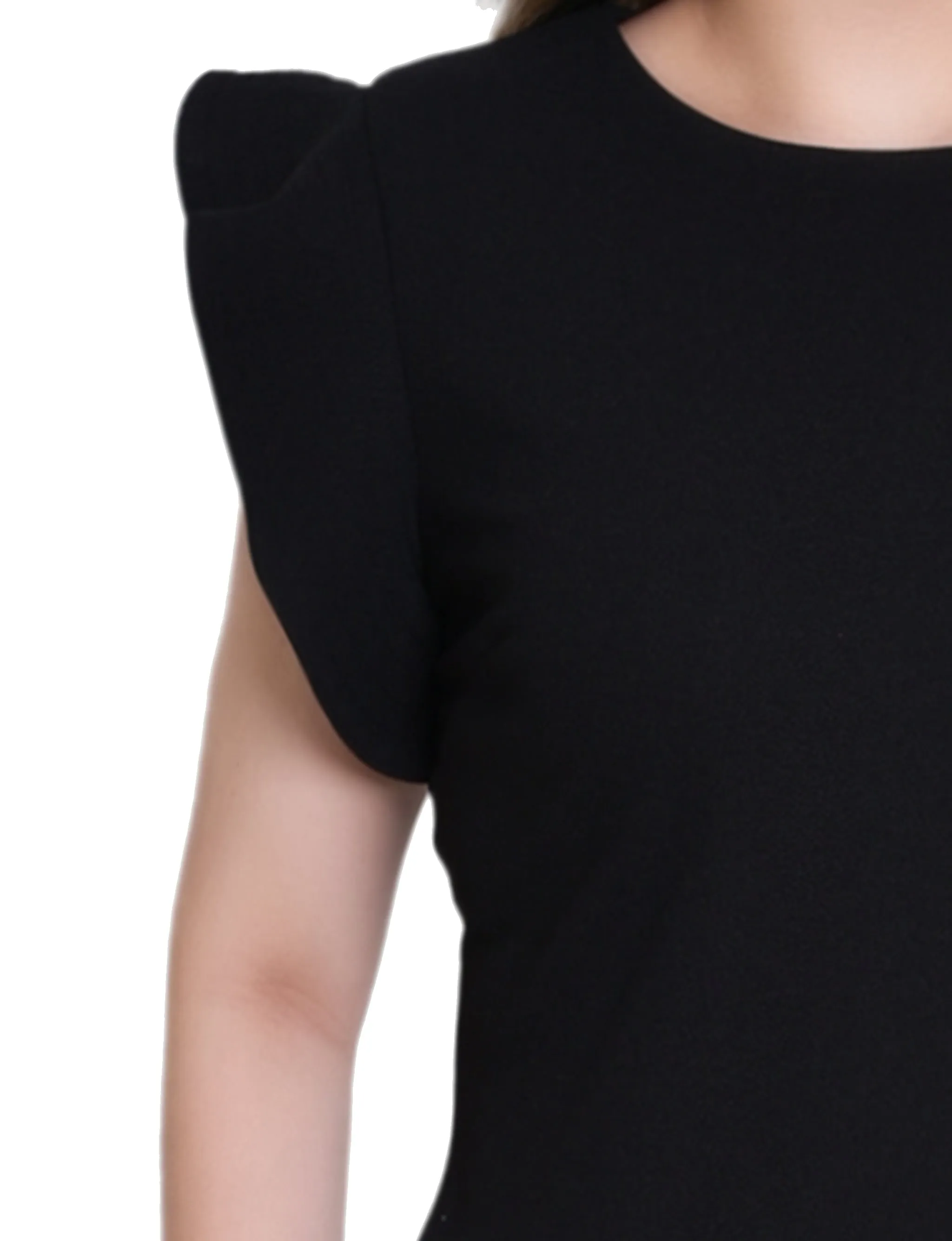 Black Ruffle Sleeve Scuba Dress sold by Dress Barn product image thumbnail 2