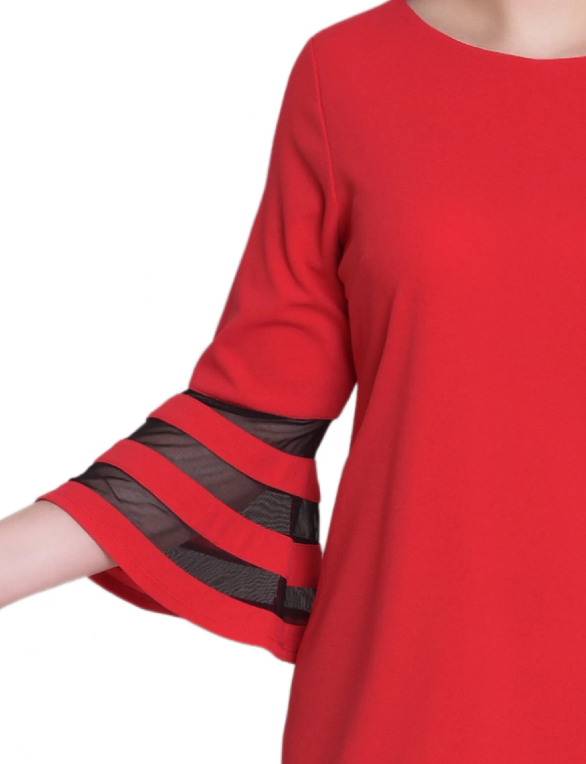 Fire Red Black Shadow Stripe Elbow Sleeve Dress sold by Dress Barn product image thumbnail 2