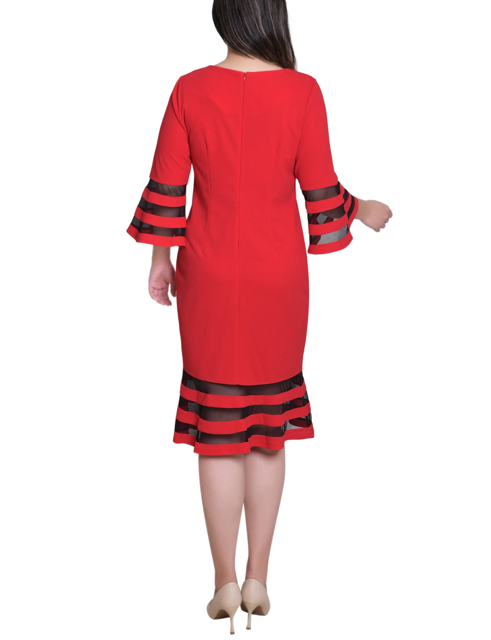 Fire Red Black Shadow Stripe Elbow Sleeve Dress sold by Dress Barn product image thumbnail 4