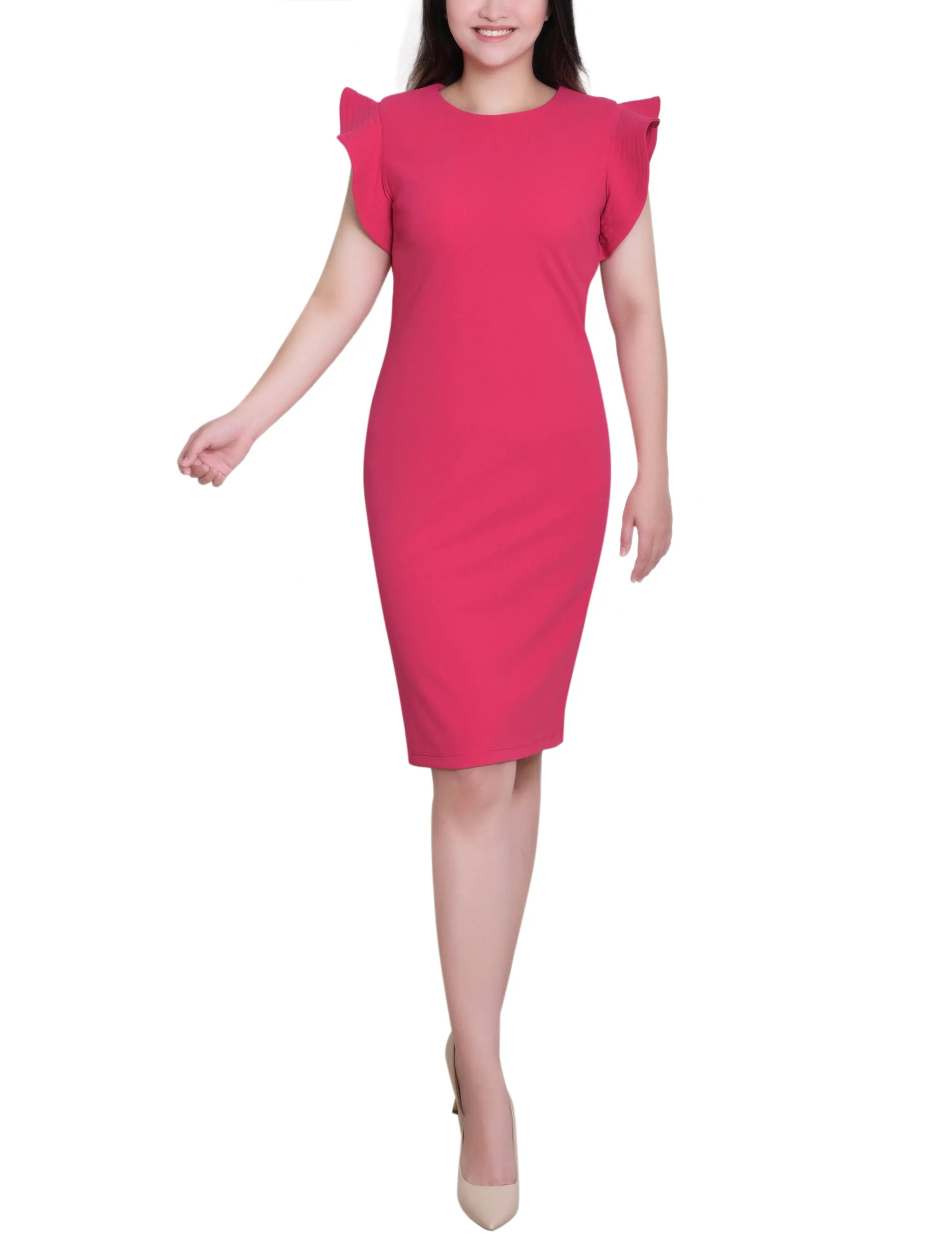 Pink Ruffle Sleeve Scuba Dress sold by Dress Barn