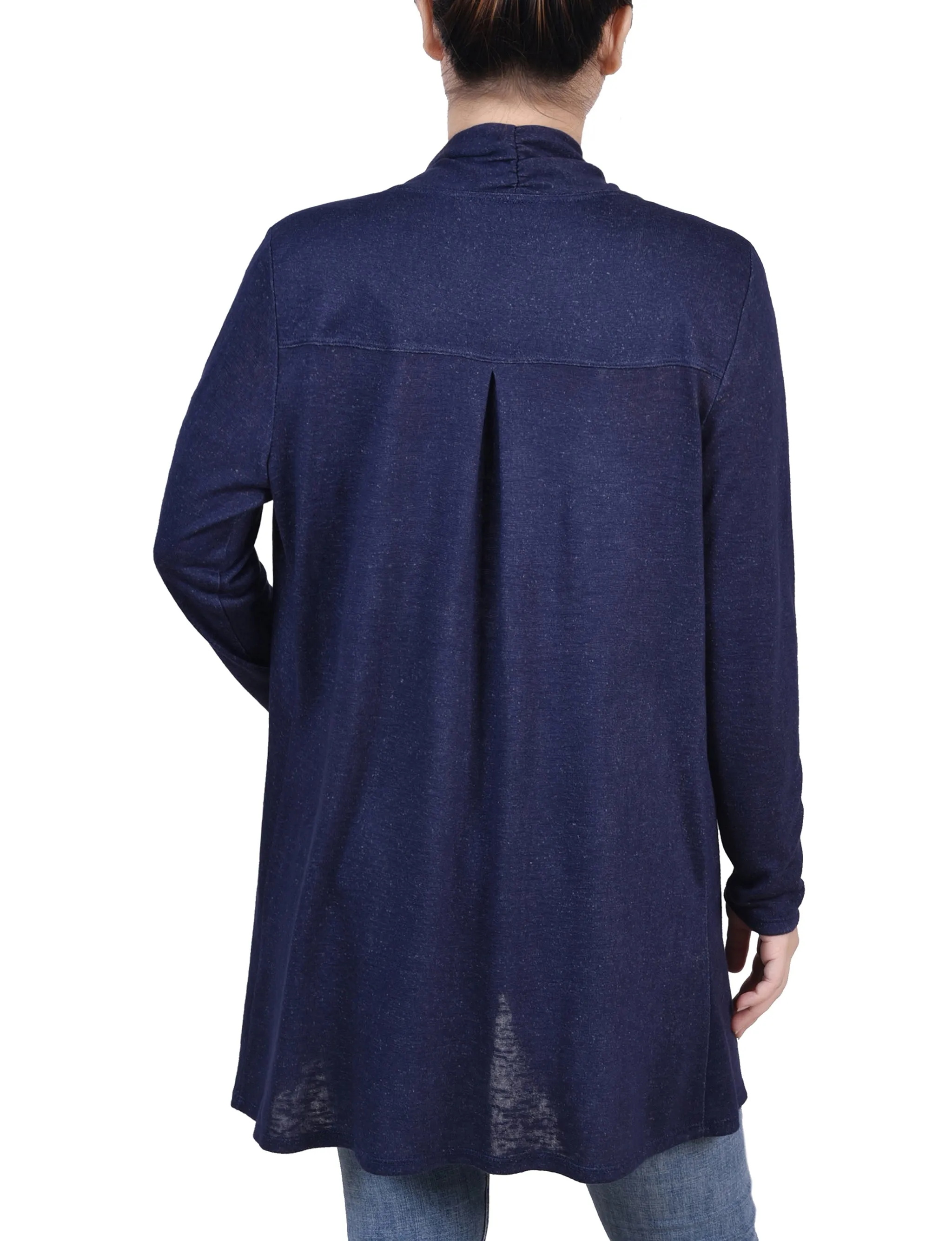 Navy Long Sleeve Collared Cardigan sold by Dress Barn product image thumbnail 4
