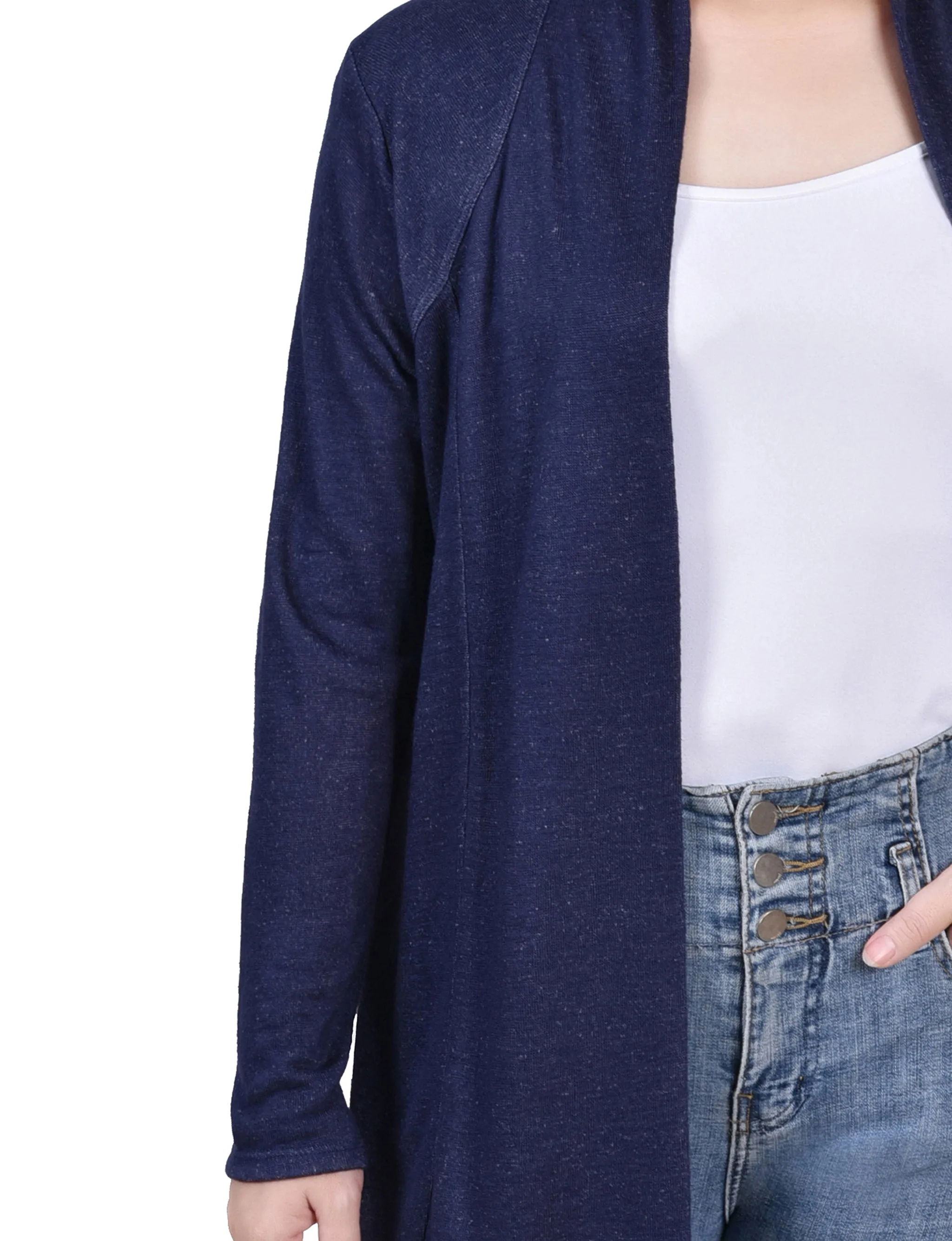 Navy Long Sleeve Collared Cardigan sold by Dress Barn product image thumbnail 2